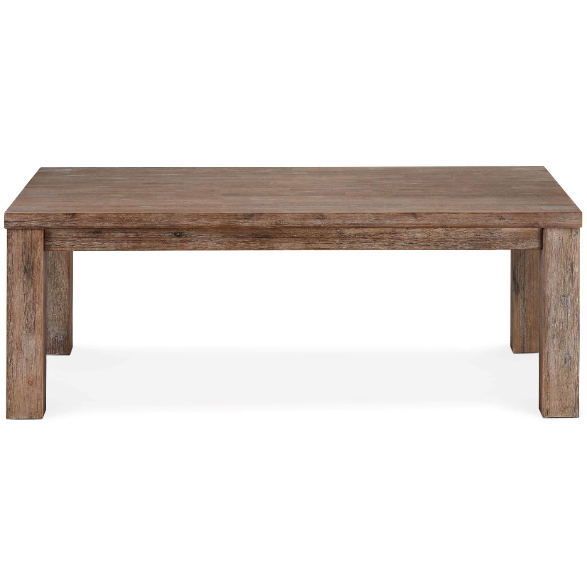 Rectangular Solid Acacia Coffee Table in Alaska design, showcasing natural wood grain and brushed finish, measuring 140x80 cm.