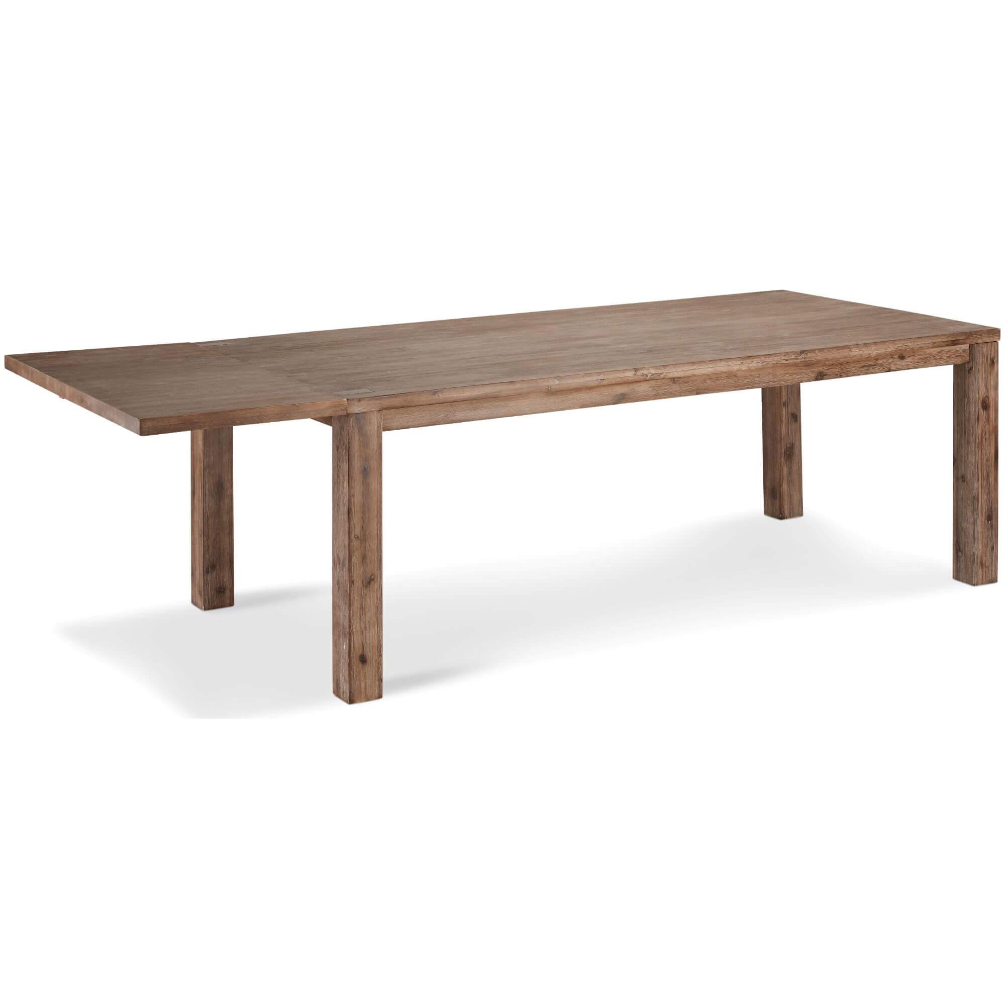 Alaska Rectangular Solid Acacia Dining Table 140x90 cm with brushed surface showcasing rich wood grain patterns.