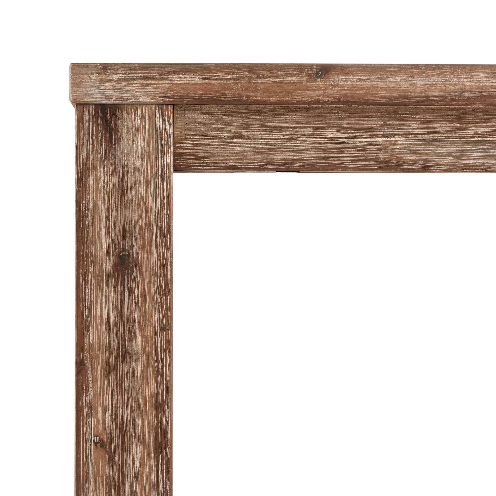 Alaska Rectangular Solid Acacia Dining Table 140x90 cm with brushed surface showcasing rich wood grain patterns.