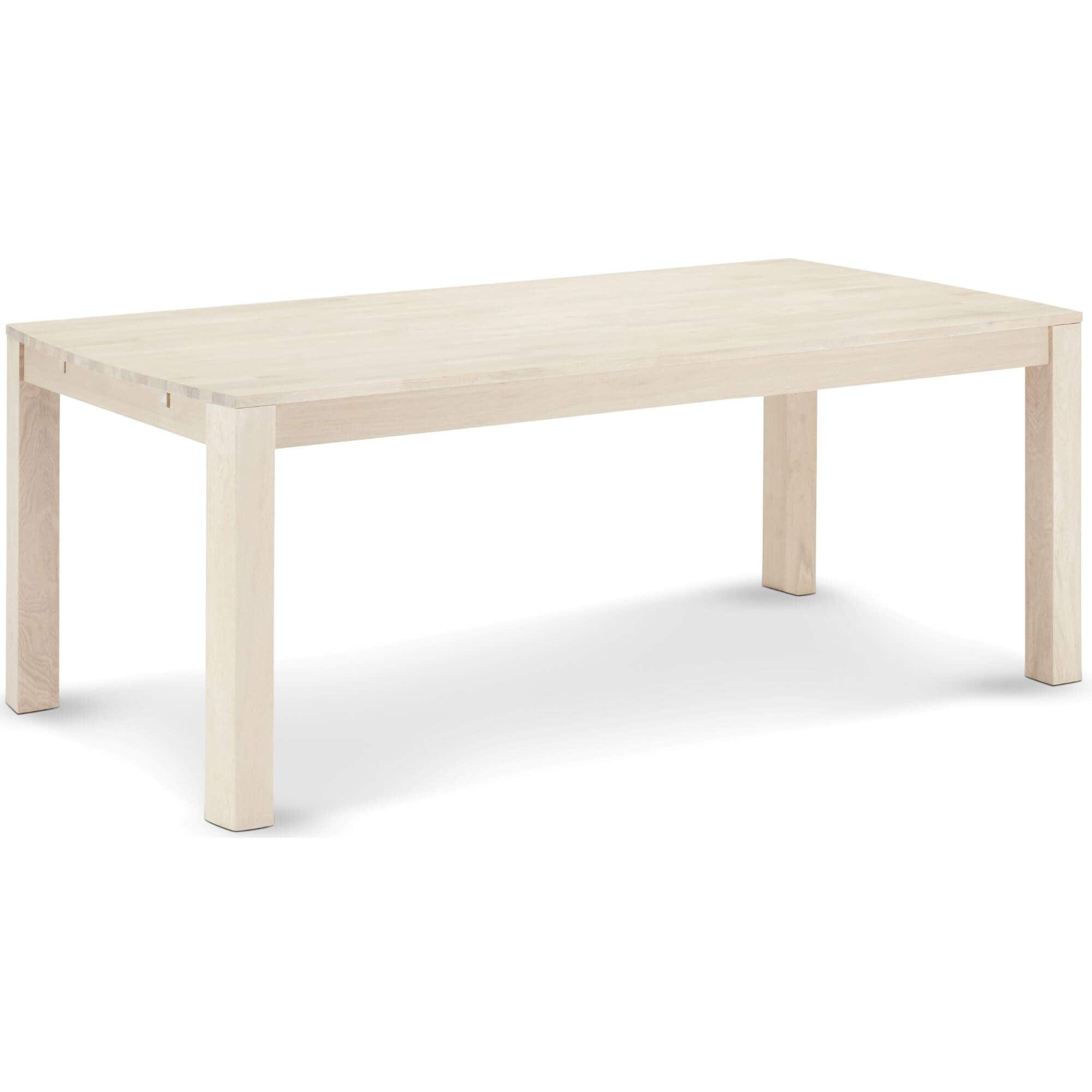 Rectangular Solid Oak Dining Table 180x90 cm Paris with white-oil finish, showcasing clean lines and natural wood variations.