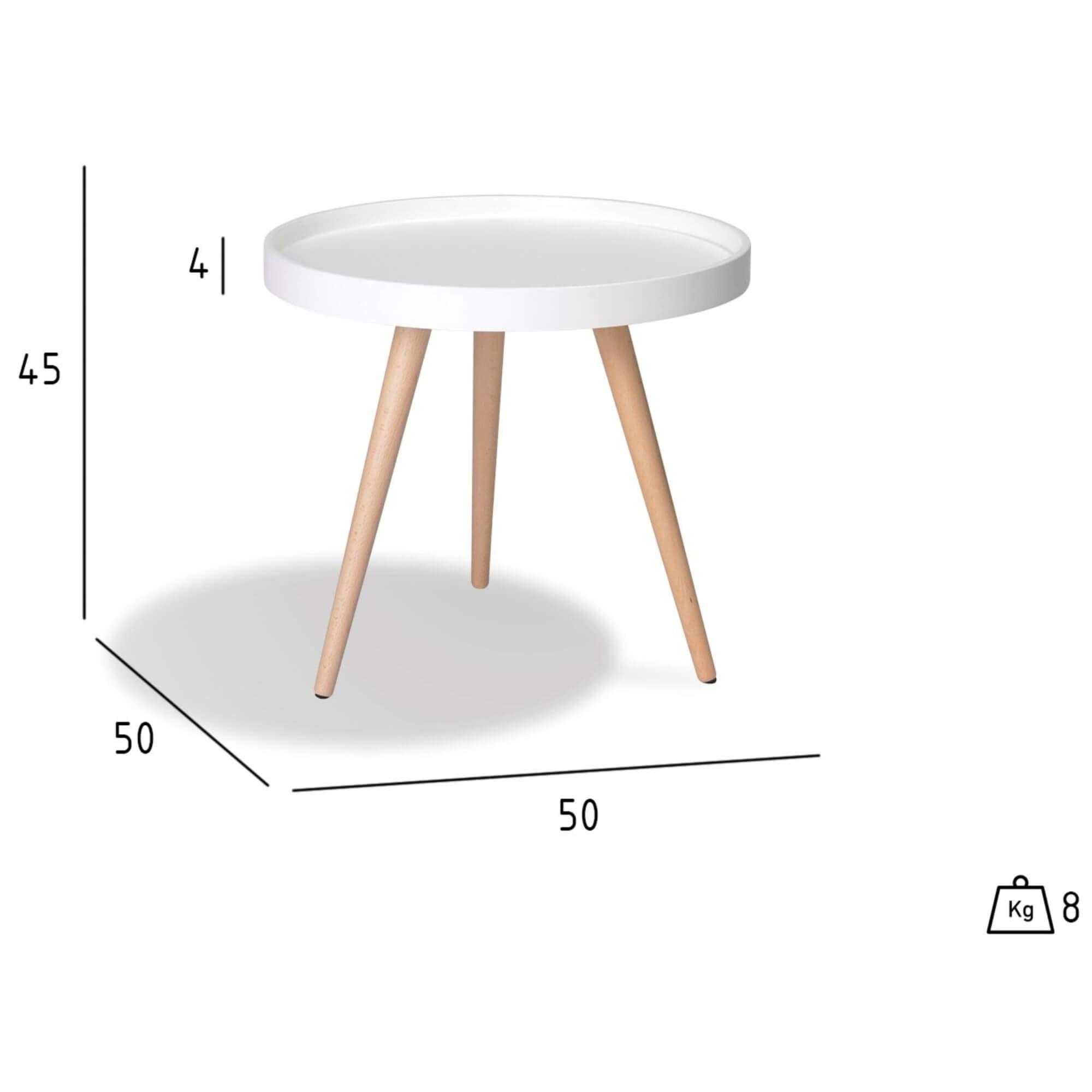 Opus round white coffee table with a sleek design, measuring ø50 cm, perfect for modern interiors.