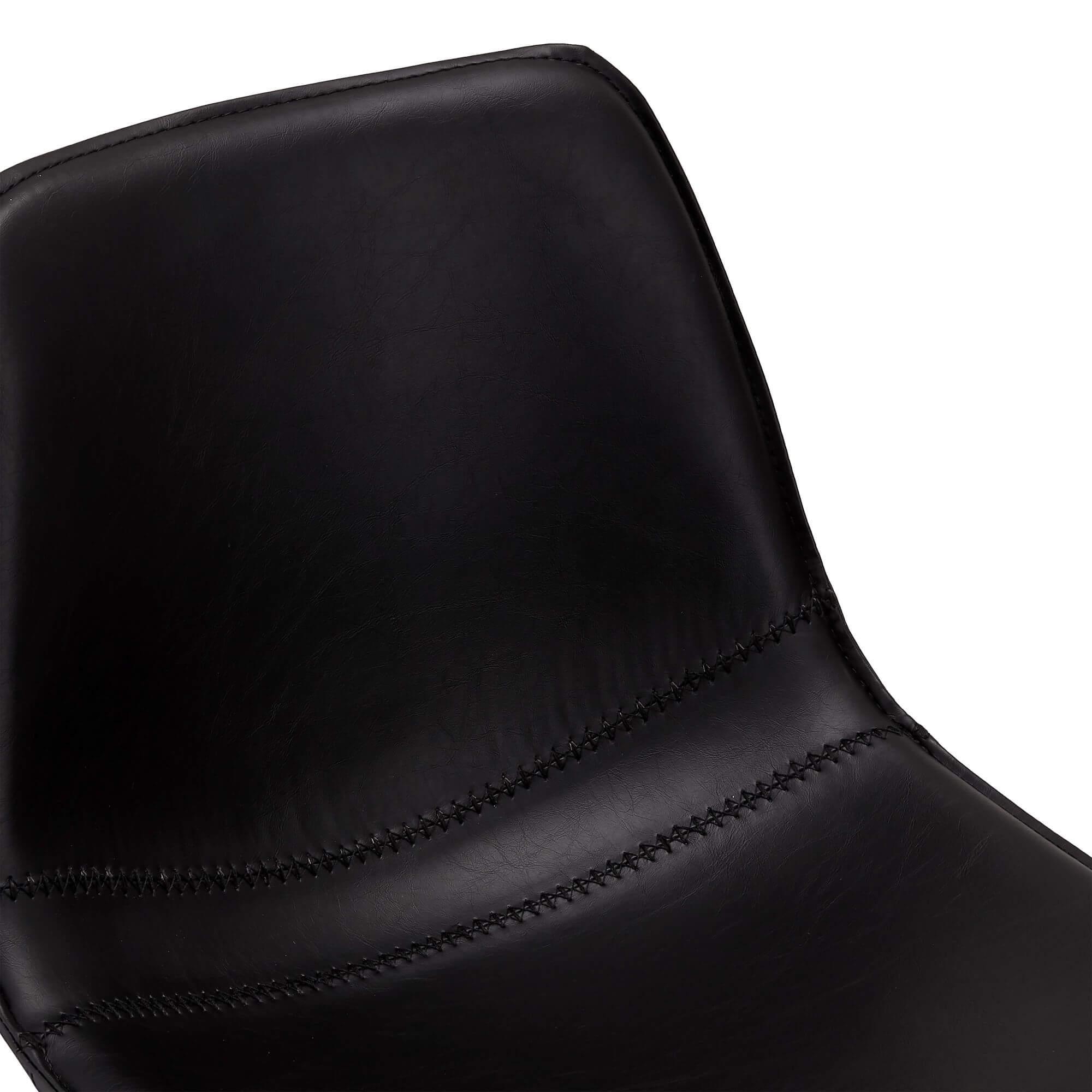 Set of 2 elegant black bar chairs with PU leather upholstery and sturdy steel base, perfect for modern bar or dining areas.