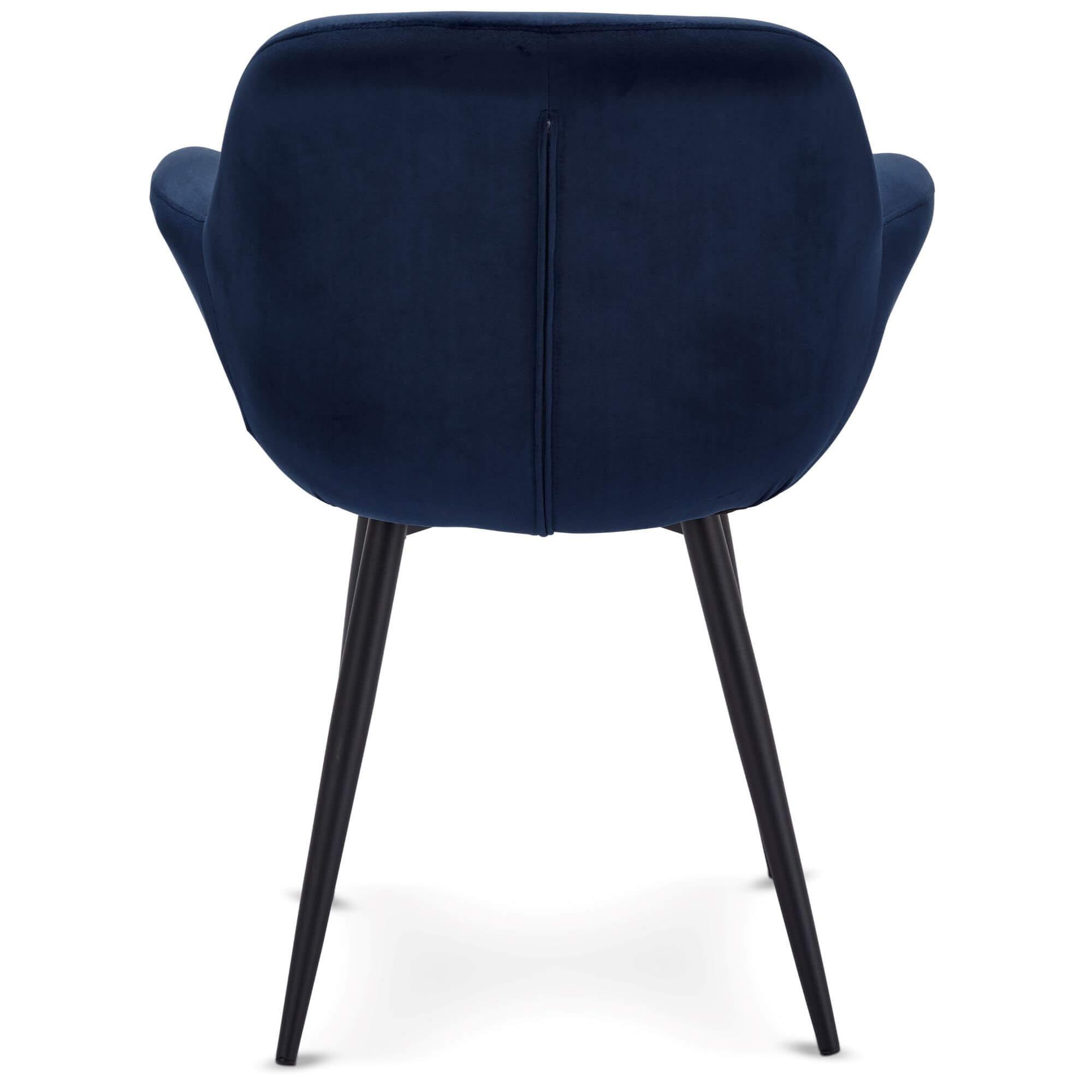 Set of 2 elegant blue dining chairs with velvety fabric and soft padding, perfect for enhancing any dining space.