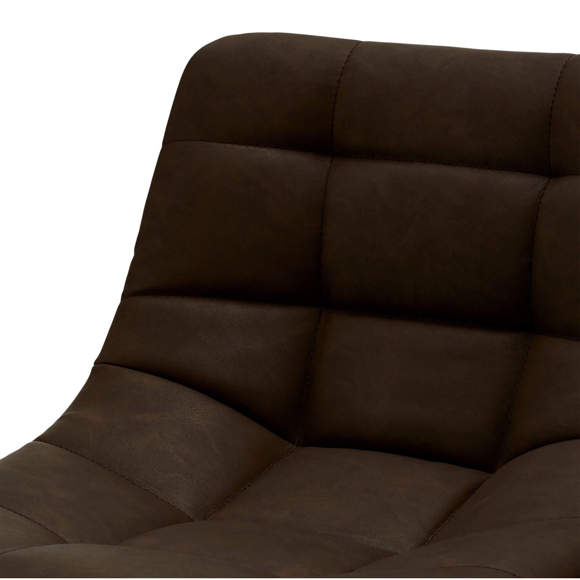 Set of 2 elegant dark brown bar chairs with faux leather upholstery and adjustable height.