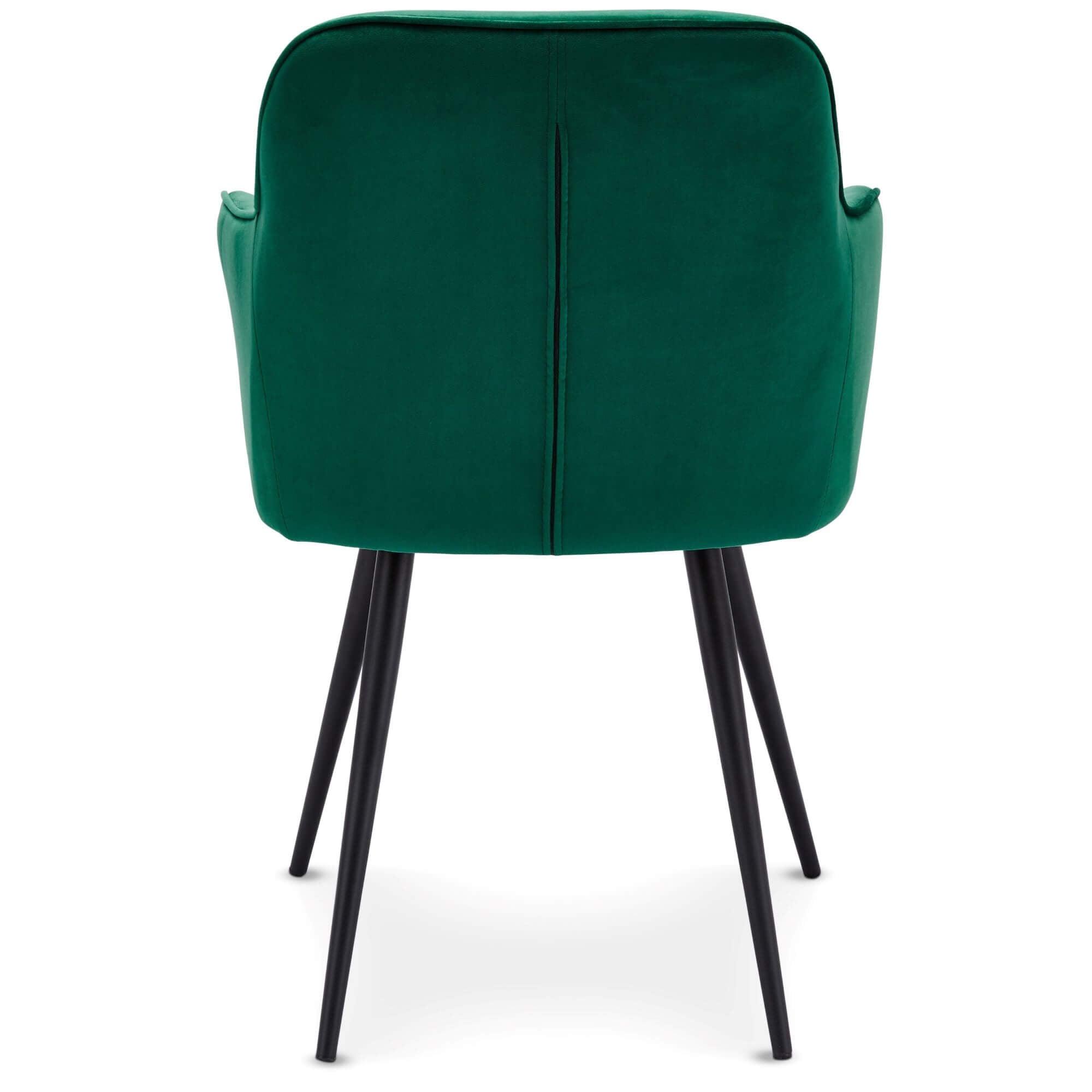 Set of 2 elegant green dining chairs with velvety fabric and soft padding, perfect for enhancing any dining space.