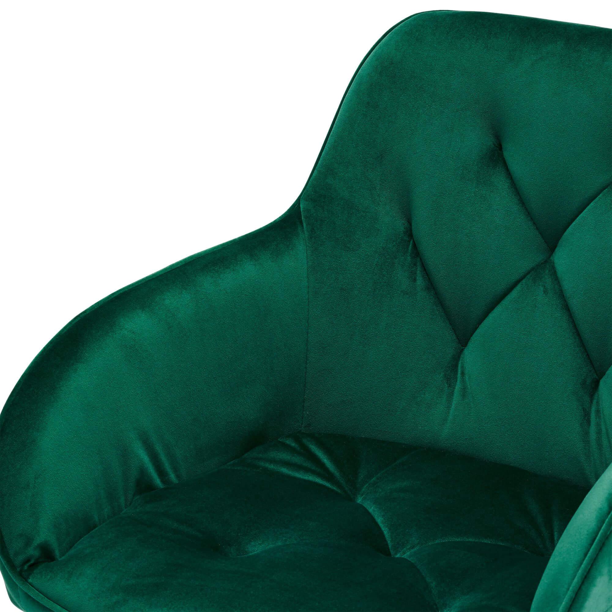 Set of 2 elegant green dining chairs with velvety fabric and soft padding, perfect for enhancing any dining space.