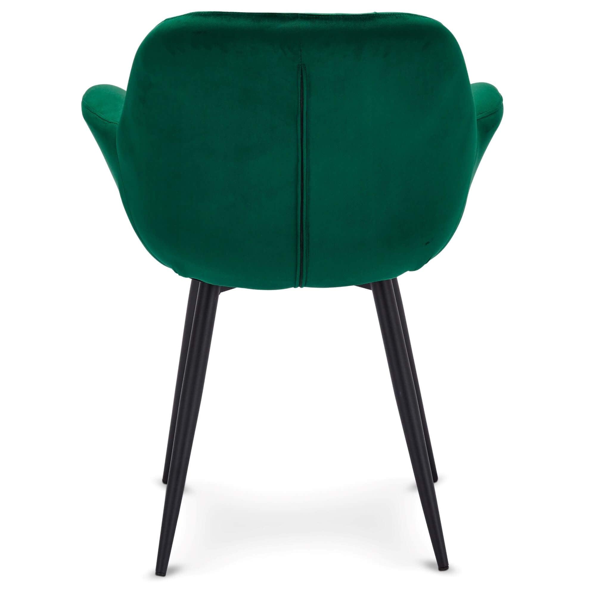 Set of 2 elegant green dining chairs with velvety fabric and soft padding, perfect for enhancing dining spaces.