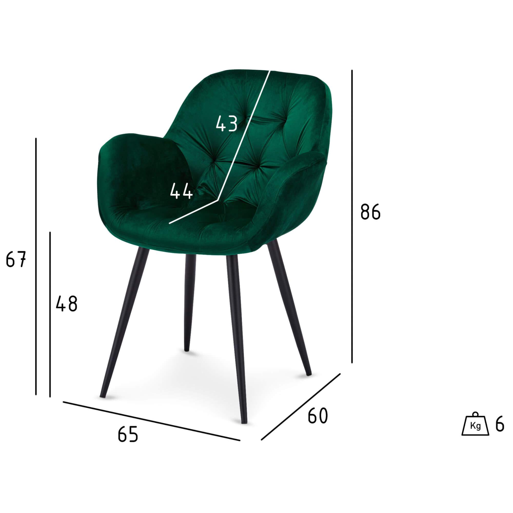 Set of 2 elegant green dining chairs with velvety fabric and soft padding, perfect for enhancing dining spaces.