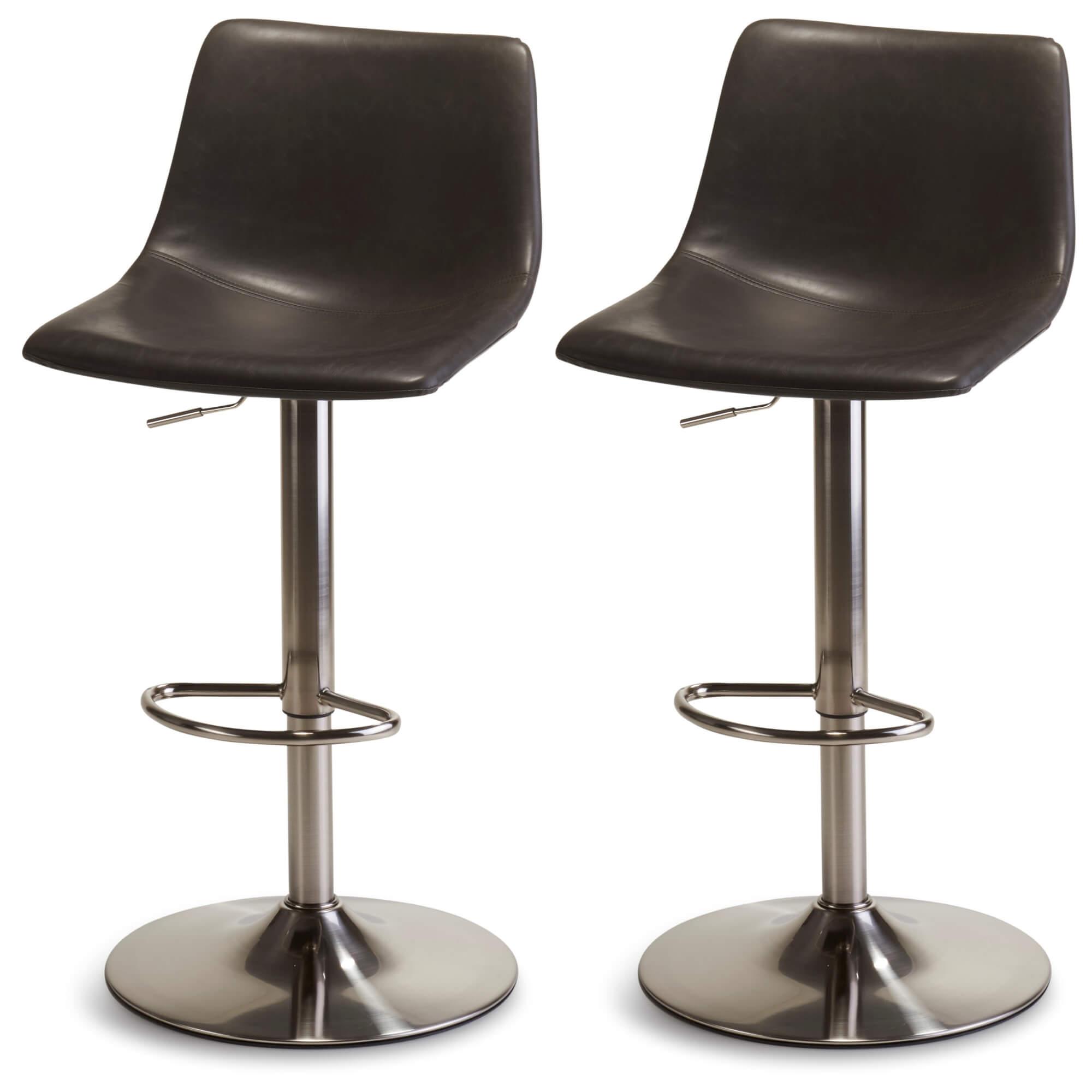 Set of 2 Lukas Grey Bar Chairs with elegant design and comfortable padding, perfect for living room or bar area.