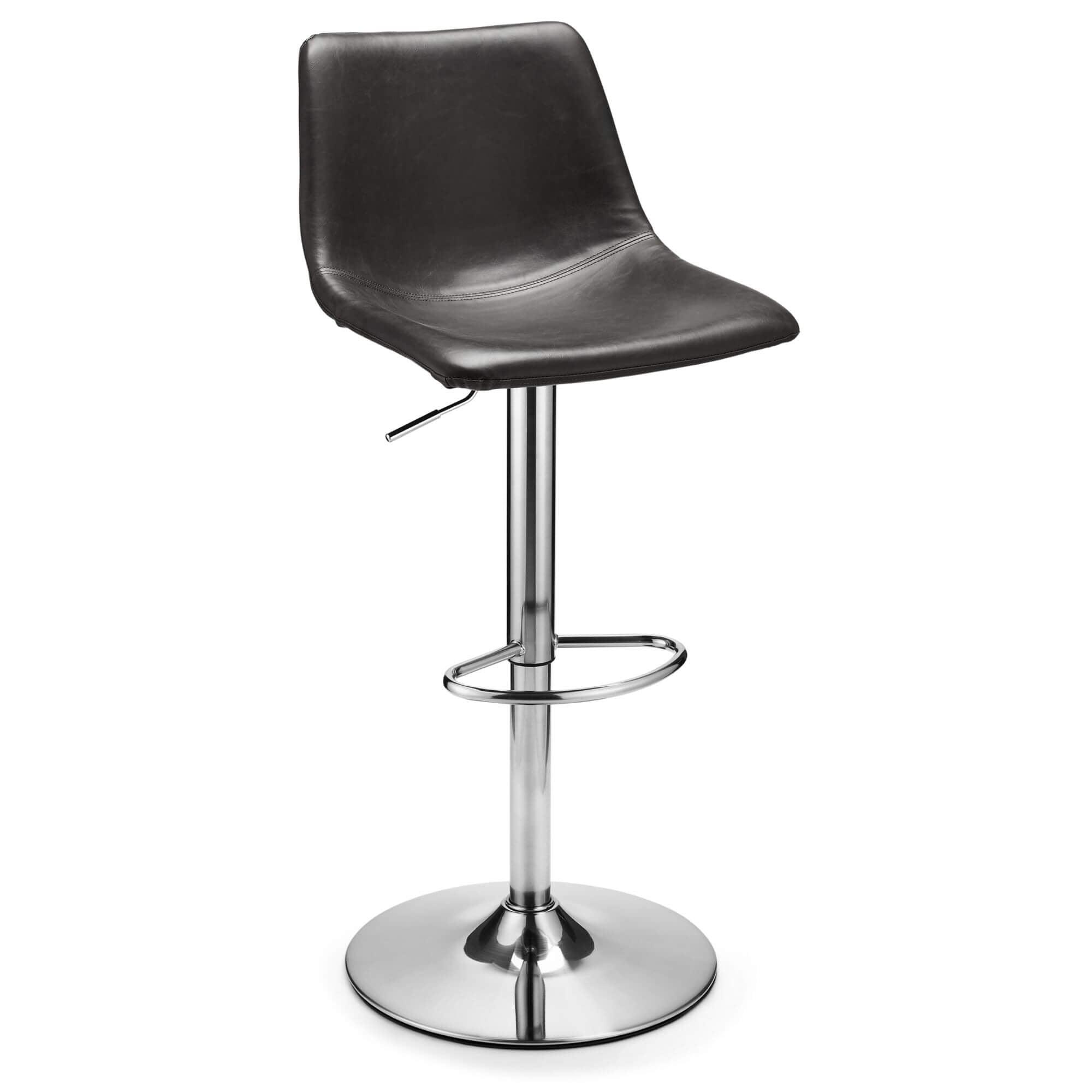 Set of 2 Lukas Grey Bar Chairs with elegant design and comfortable padding, perfect for living room or bar area.