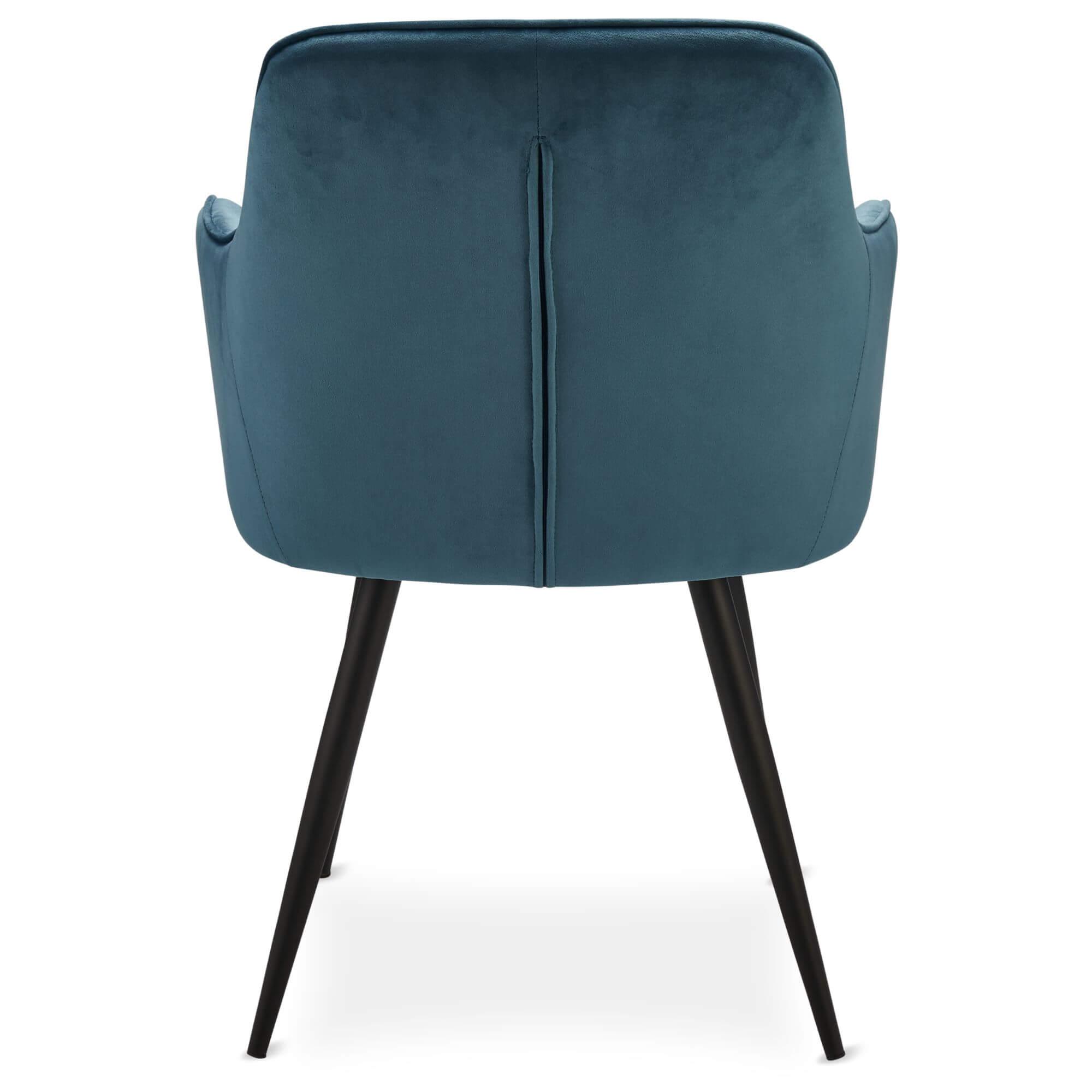 Set of 2 light blue dining chairs with velvety fabric and soft padding, perfect for stylish interiors.