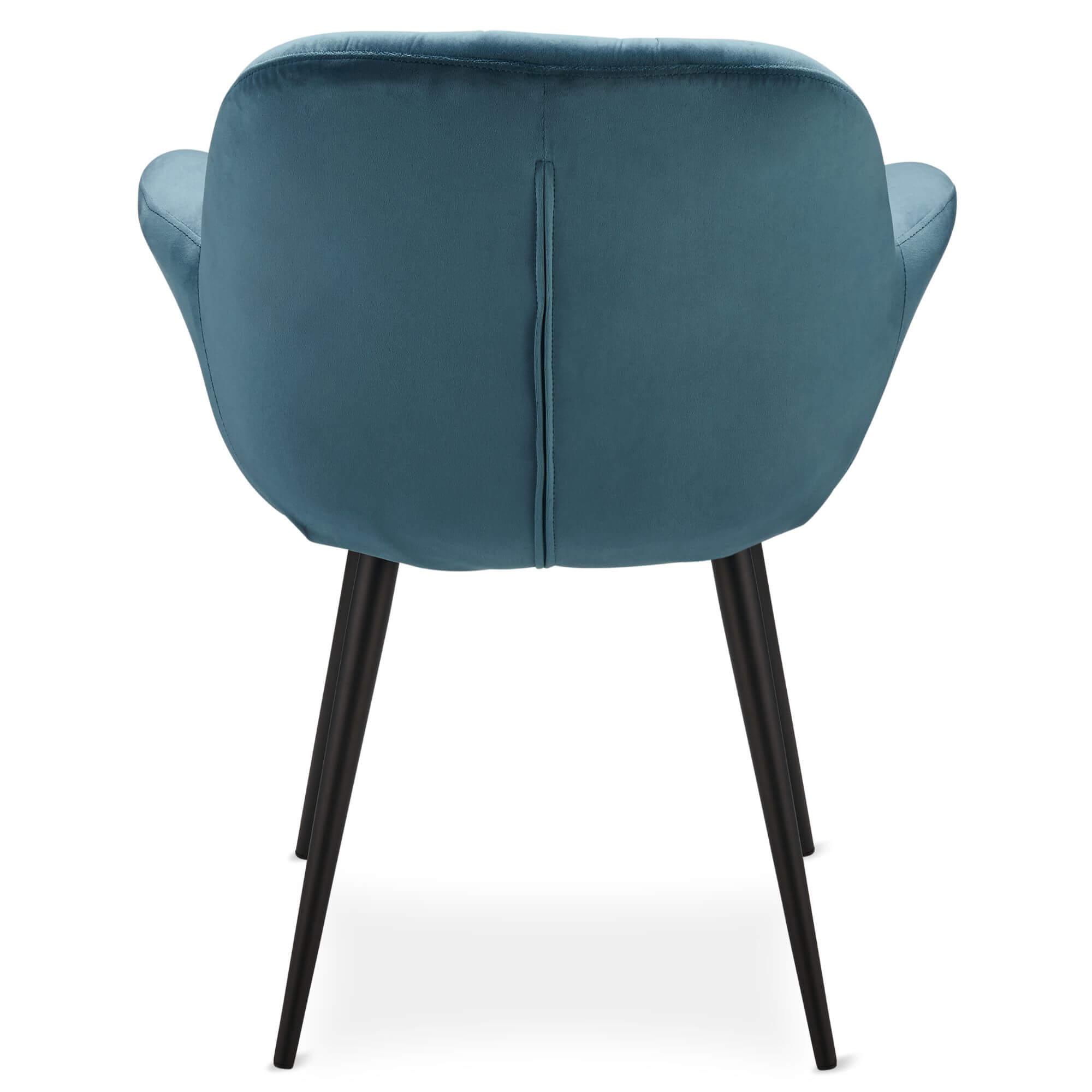 Set of 2 light blue dining chairs with velvety fabric and soft padding, perfect for stylish dining rooms.