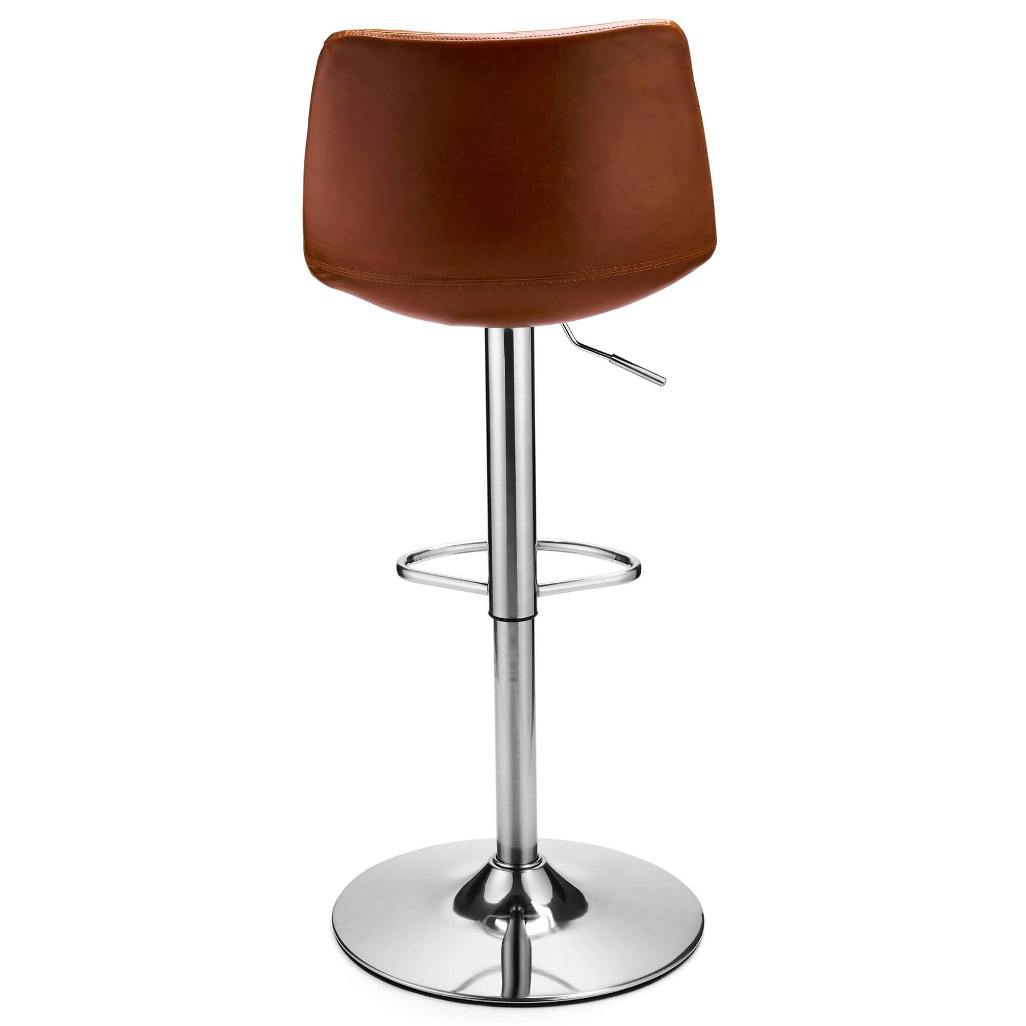 Set of 2 elegant light brown bar chairs with decorative stitching, perfect for enhancing living room or bar areas.