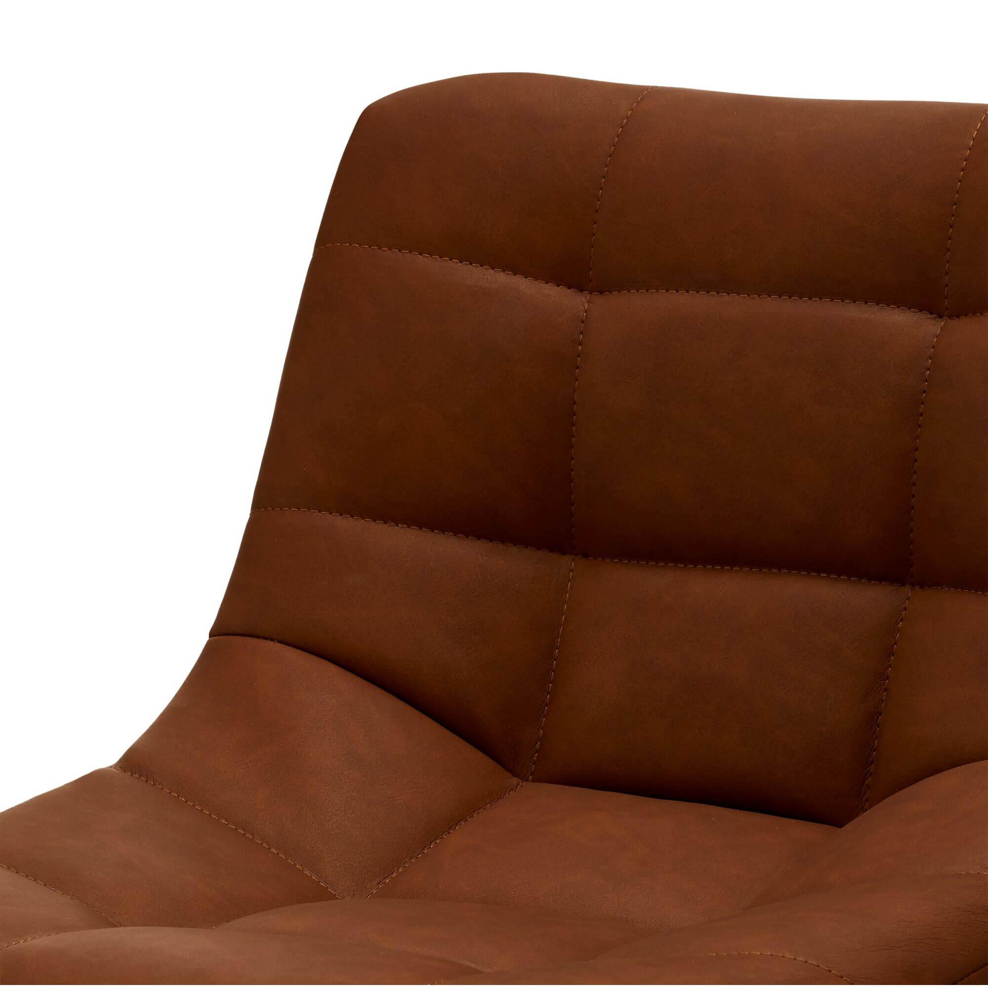 Set of 2 light brown Mario bar chairs with faux leather upholstery and adjustable height.