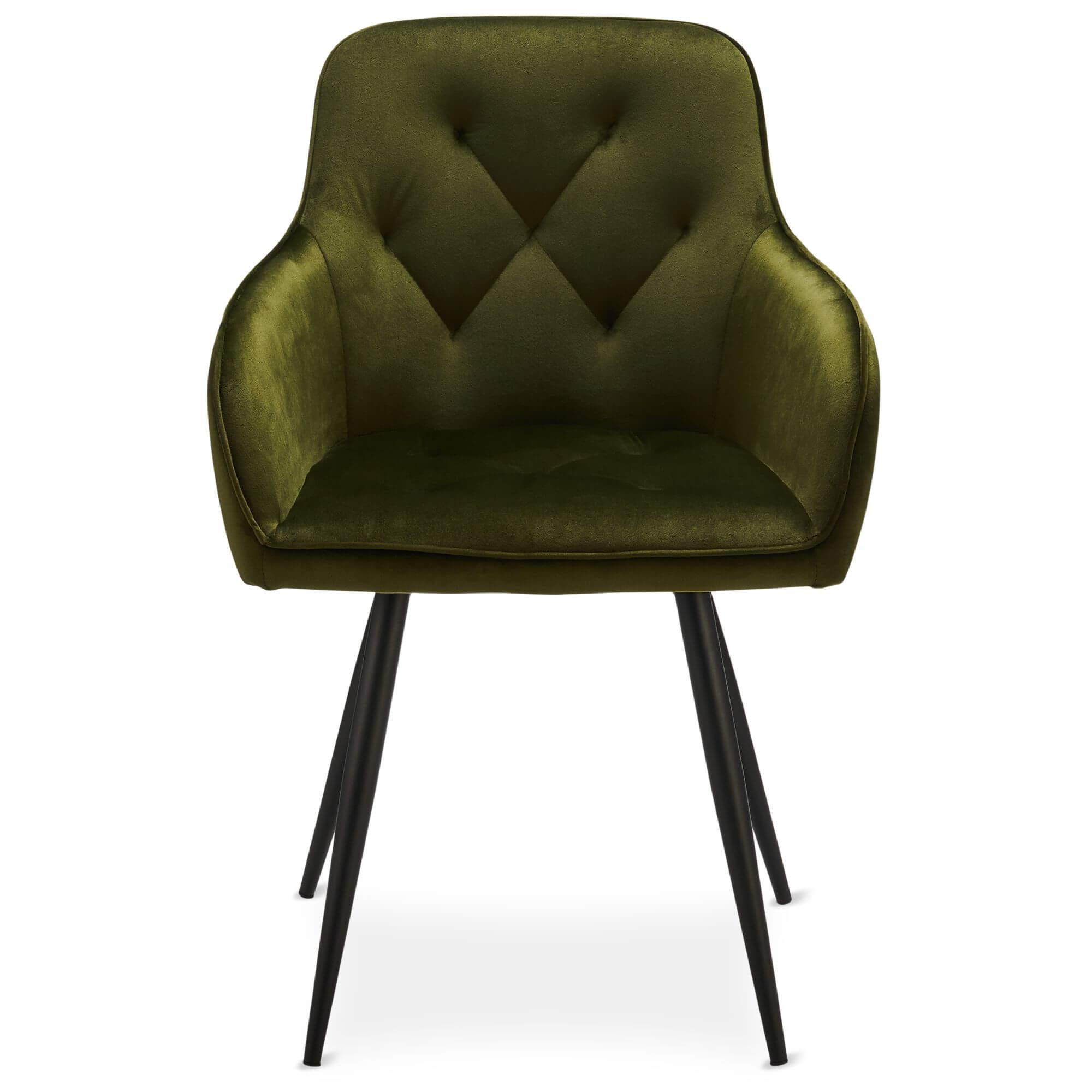 Set of 2 Olive Green Dining Chairs Nadja with velvety fabric and soft padding, perfect for stylish dining.