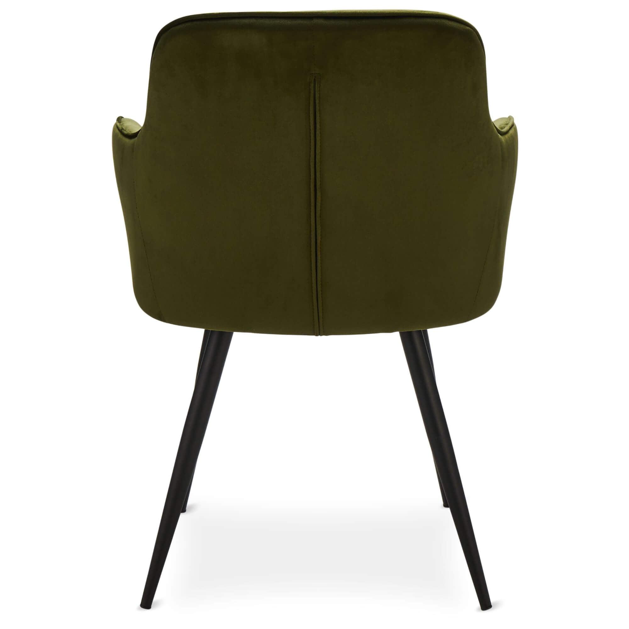 Set of 2 Olive Green Dining Chairs Nadja with velvety fabric and soft padding, perfect for stylish dining.