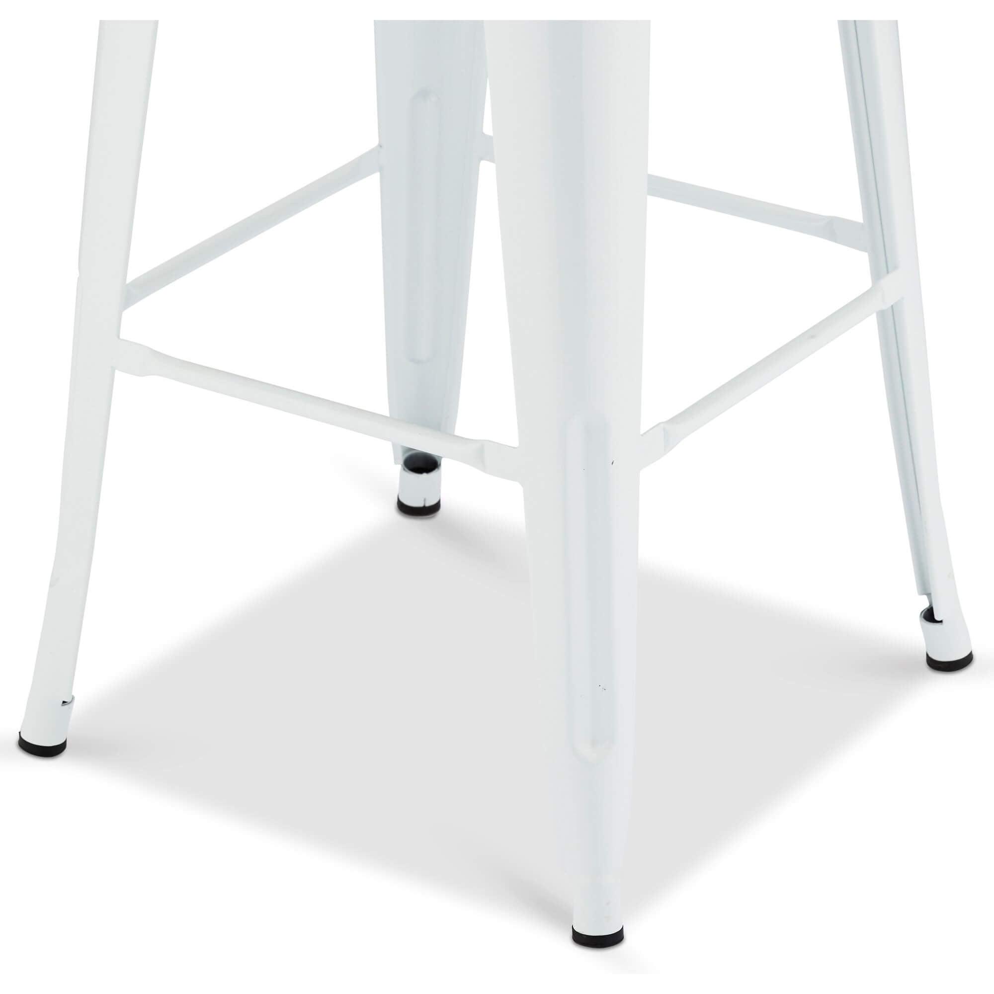 Set of 4 stylish white bar chairs Korona with metal construction and footrest, perfect for modern kitchens and bars.