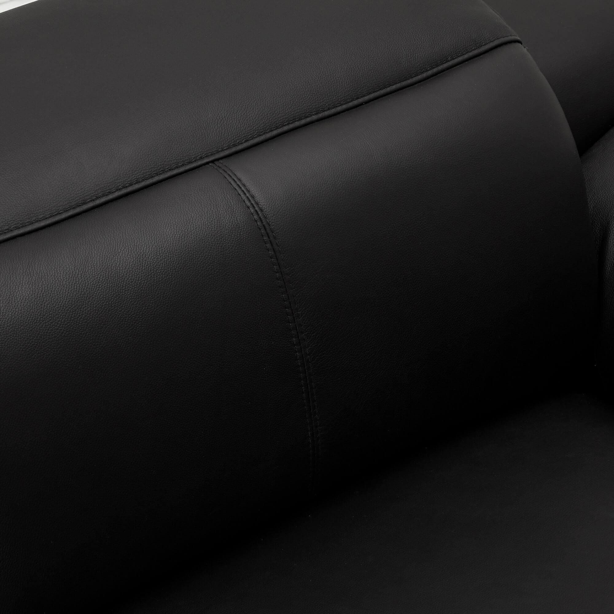 Luxurious black leather chaise longue module, featuring soft foam padding and adjustable function, perfect for modern living spaces.