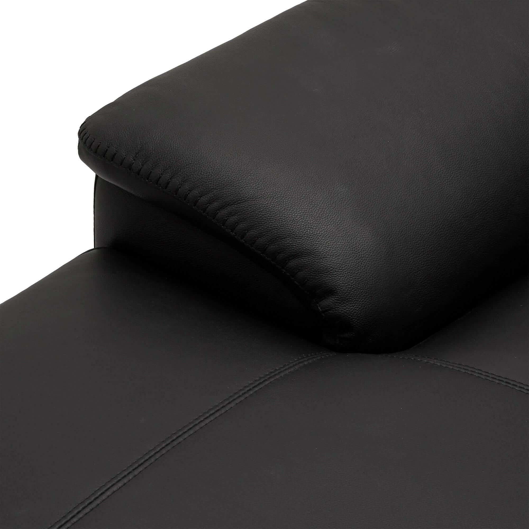 Luxurious black leather chaise longue module, featuring soft foam padding and adjustable function, perfect for modern living spaces.