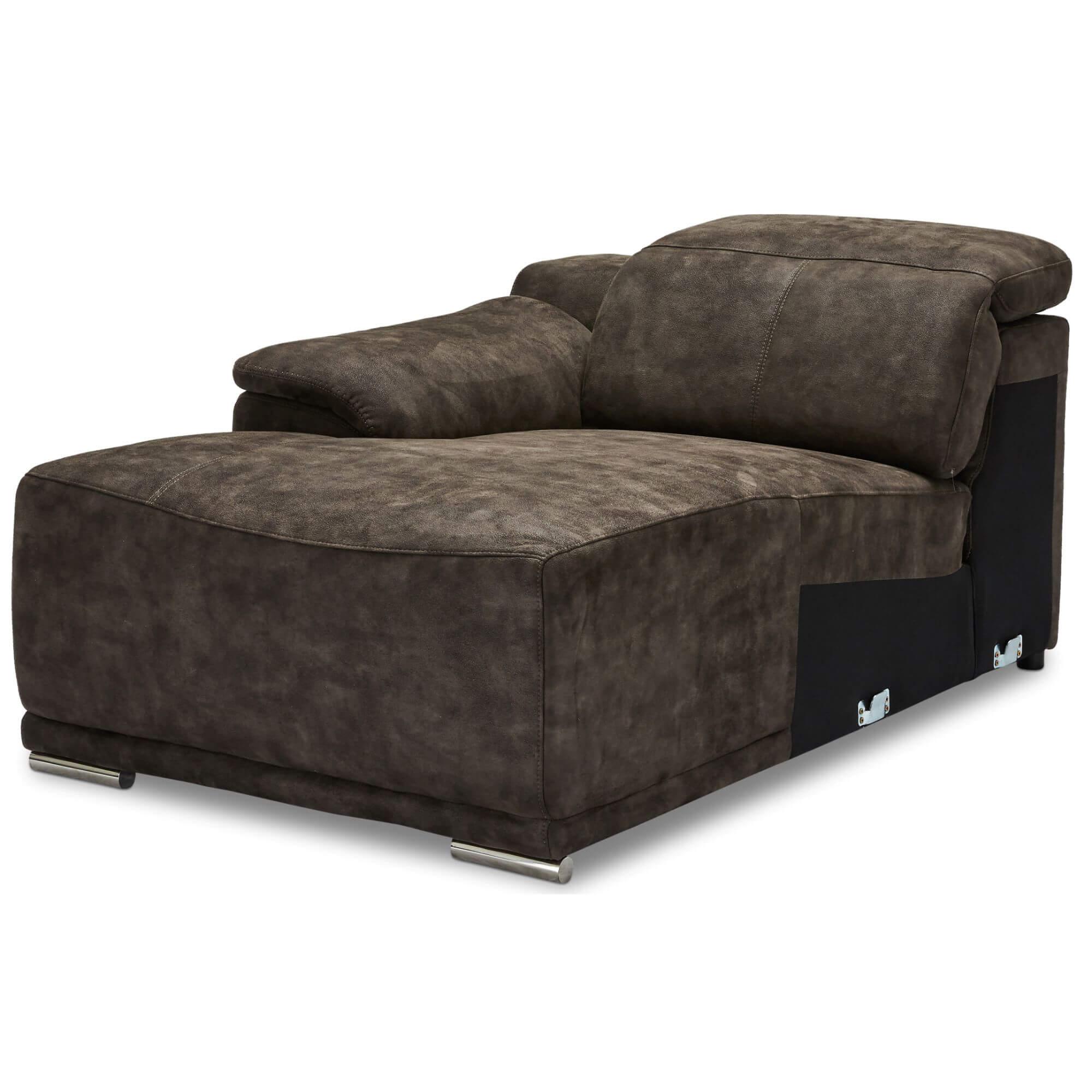 Alexa Left Brown Sofa Module Chaiselong featuring luxurious fabric and soft foam padding.