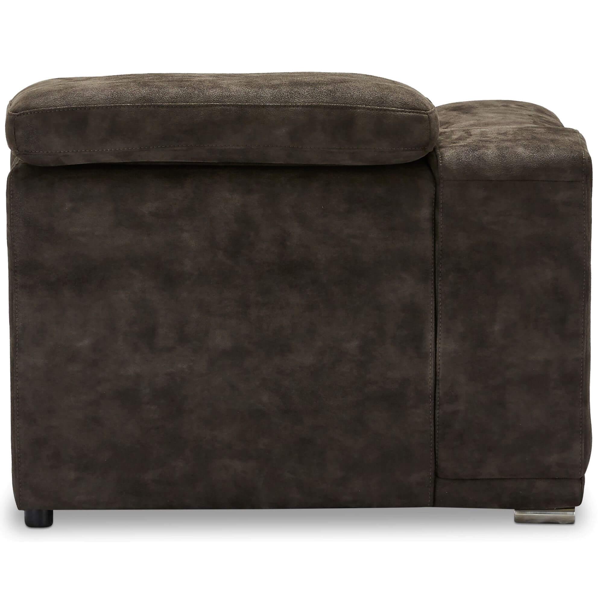 Alexa Left Brown Sofa Module Chaiselong featuring luxurious fabric and soft foam padding.