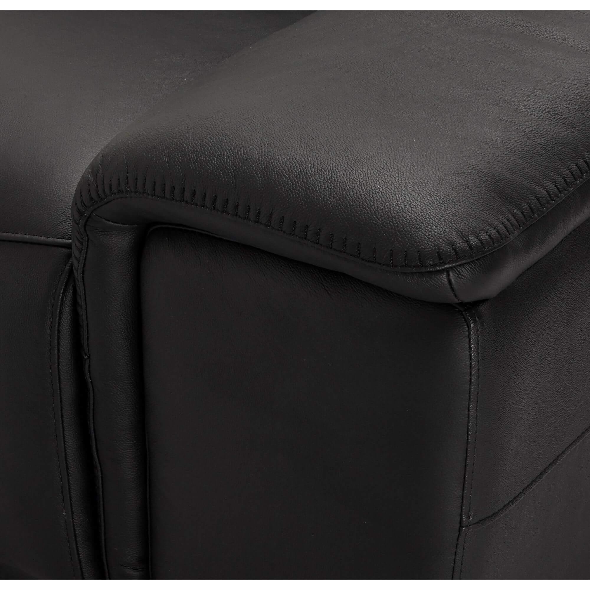 Alexa Black Right Sofa Module with Armrest, featuring luxurious leather upholstery and a reclining function.