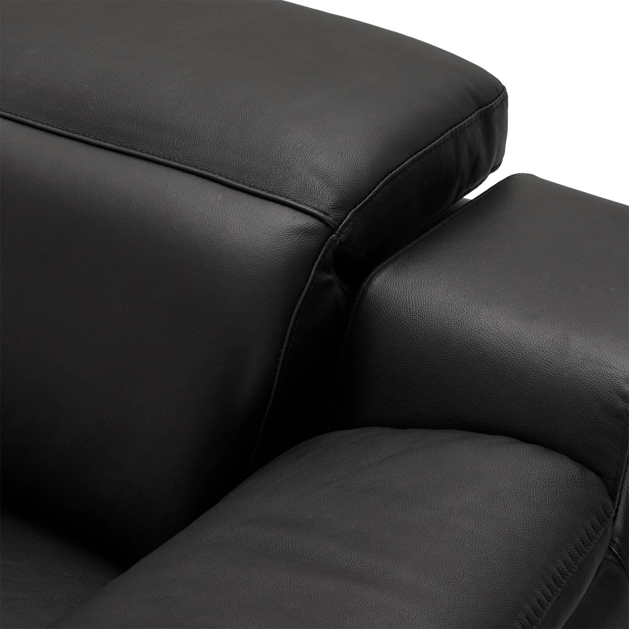 Alexa Black Right Sofa Module with Armrest, featuring luxurious leather upholstery and a reclining function.