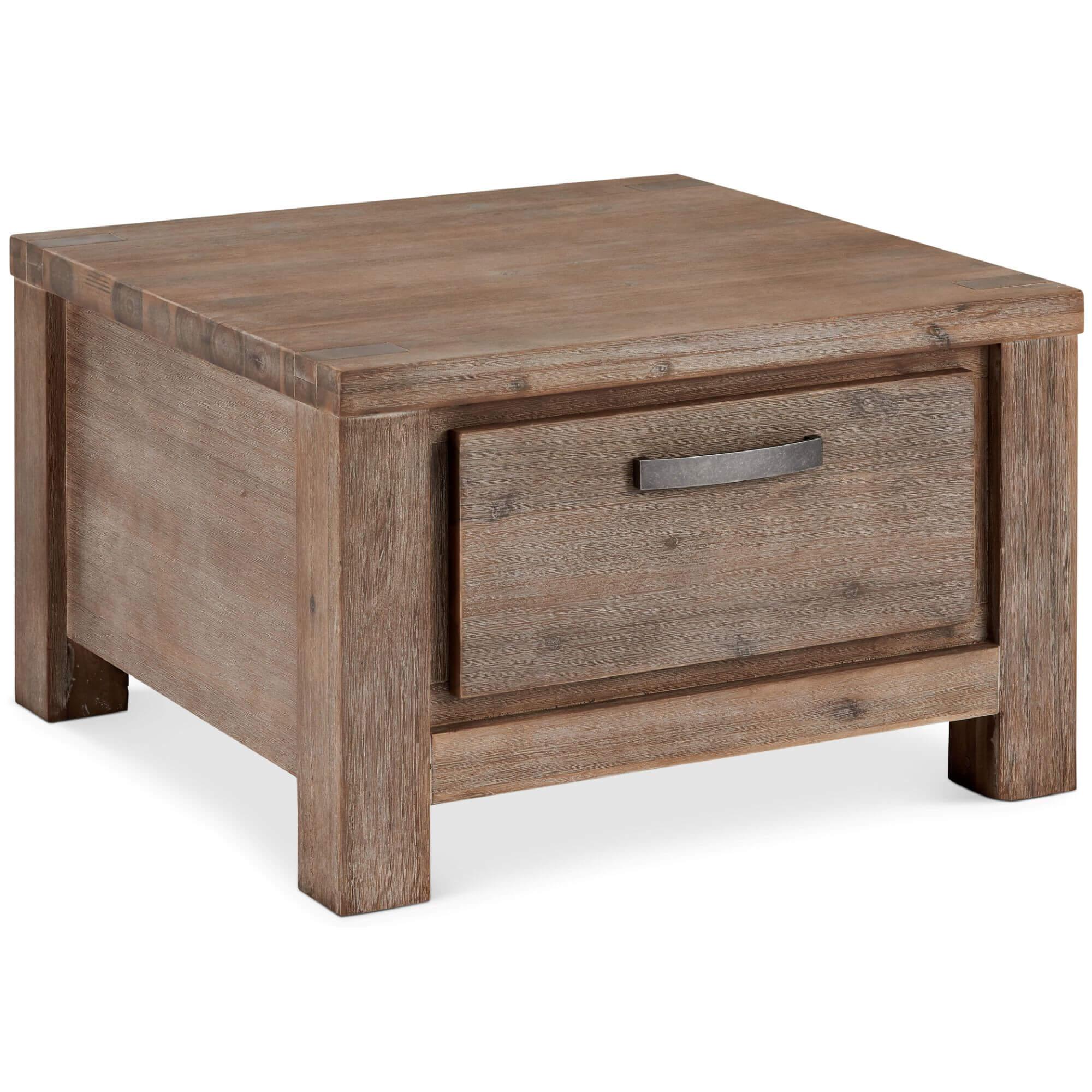 Square Solid Acacia Coffee Table 70x70 cm Alaska showcasing natural wood grain and elegant design.