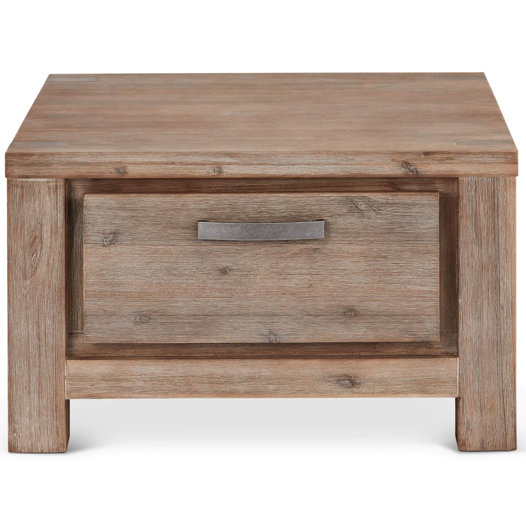 Square Solid Acacia Coffee Table 70x70 cm Alaska showcasing natural wood grain and elegant design.