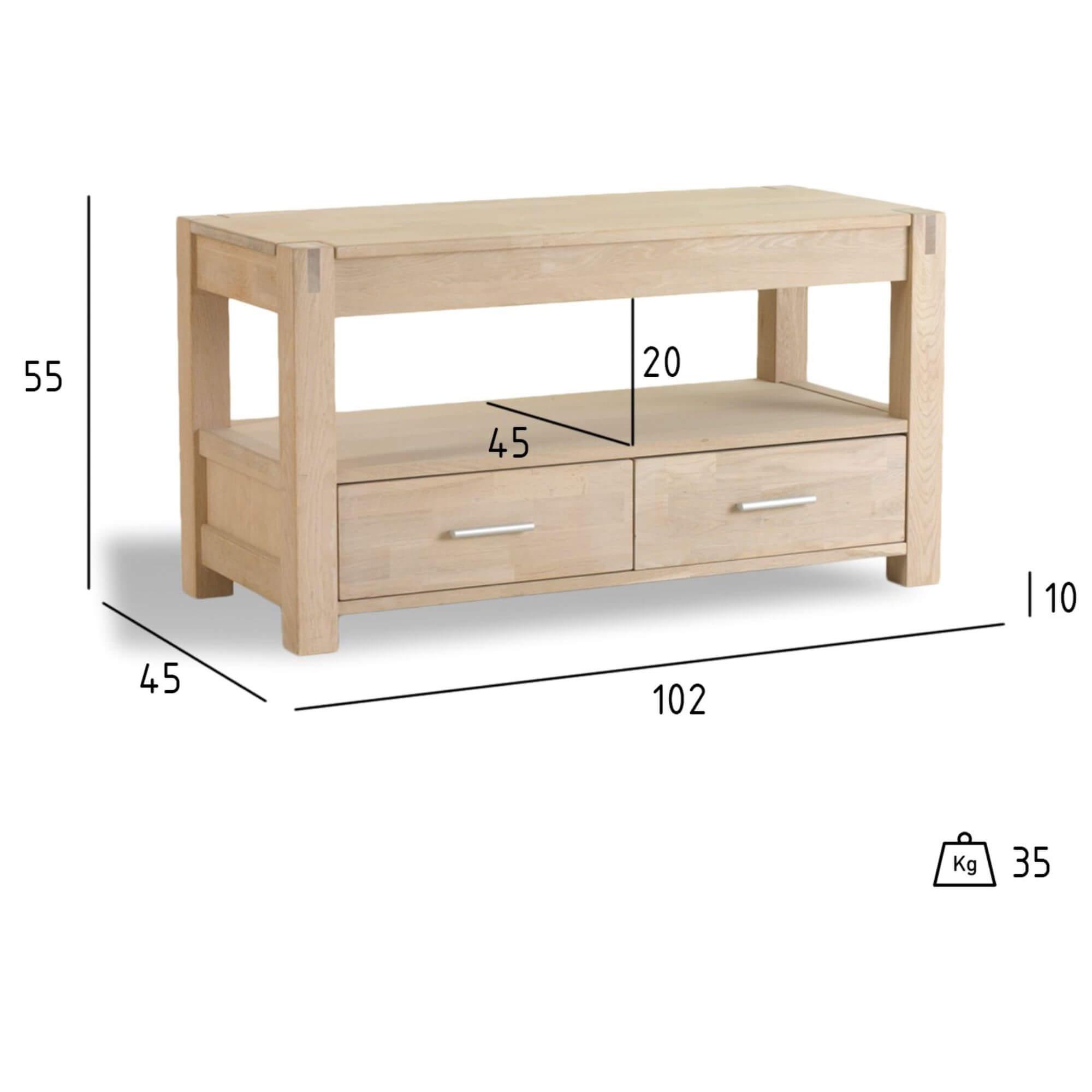 Texas Solid Oak TV Table showcasing clean lines and natural wood grain, perfect for modern living rooms.