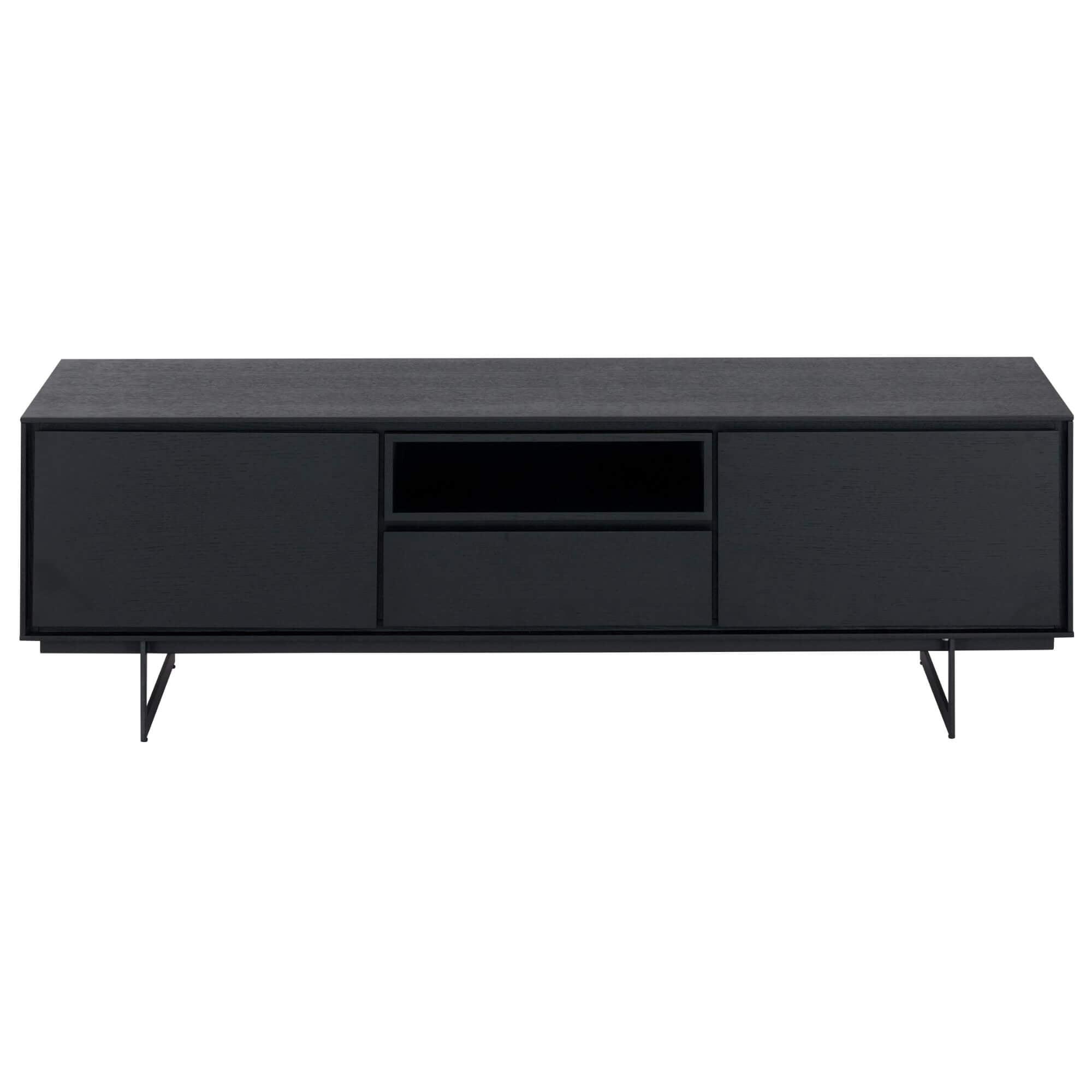 Tokyo Black Oak TV Table featuring minimalist design and elegant black oak veneer.