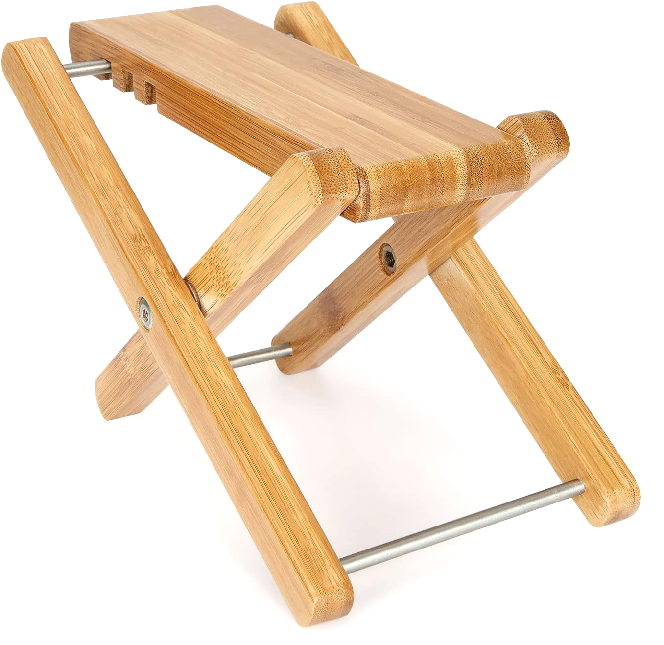 Wood Guitar Footstool with adjustable height settings, made from solid wood, designed for comfort and stability during guitar performances.