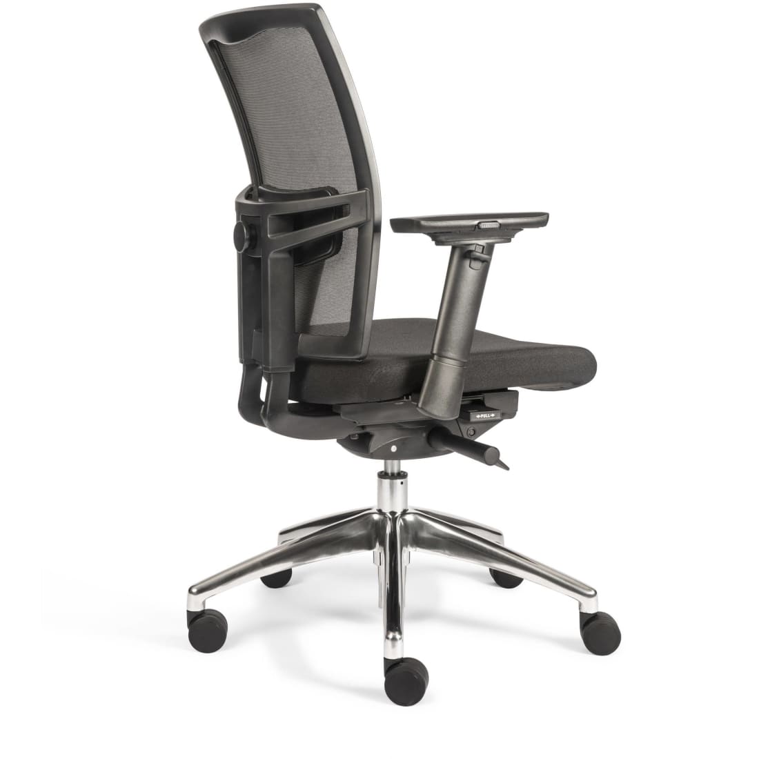 Black ergonomic office chair.