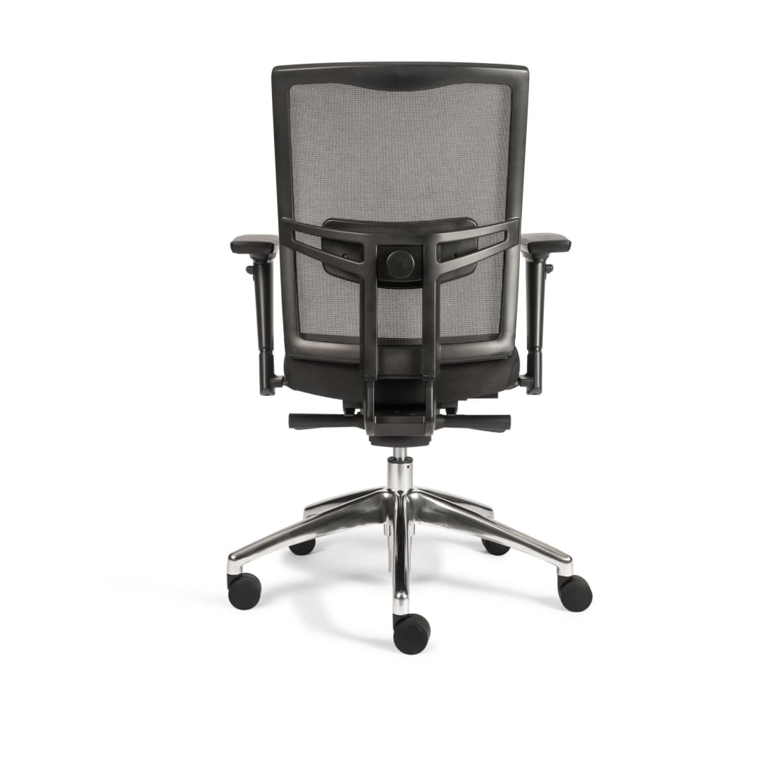 Office chair, mesh back, adjustable armrests.