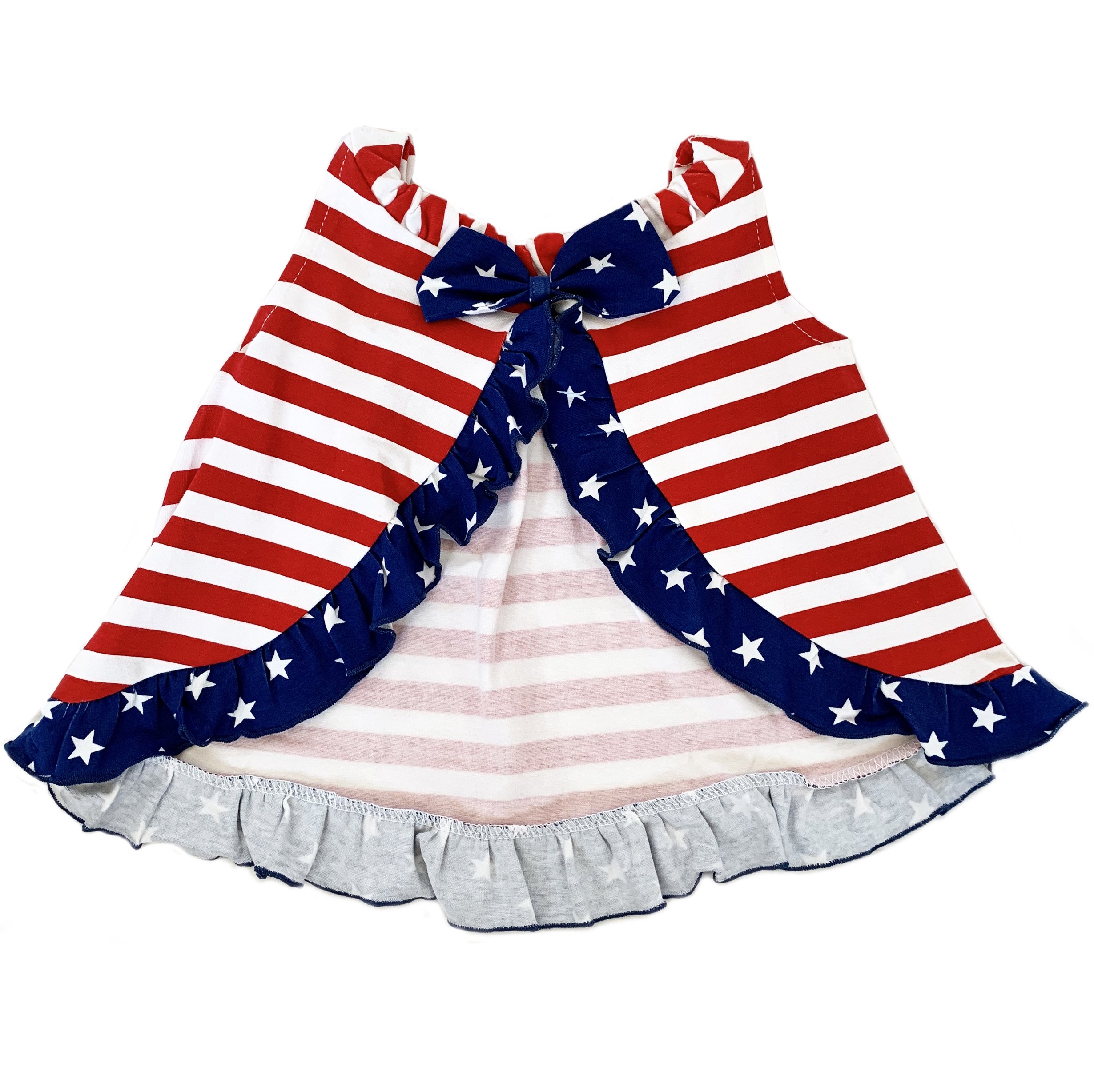 AnnLoren Baby Girls 4th of July Swing Tank Top featuring ruffle trim, perfect for summer wear.