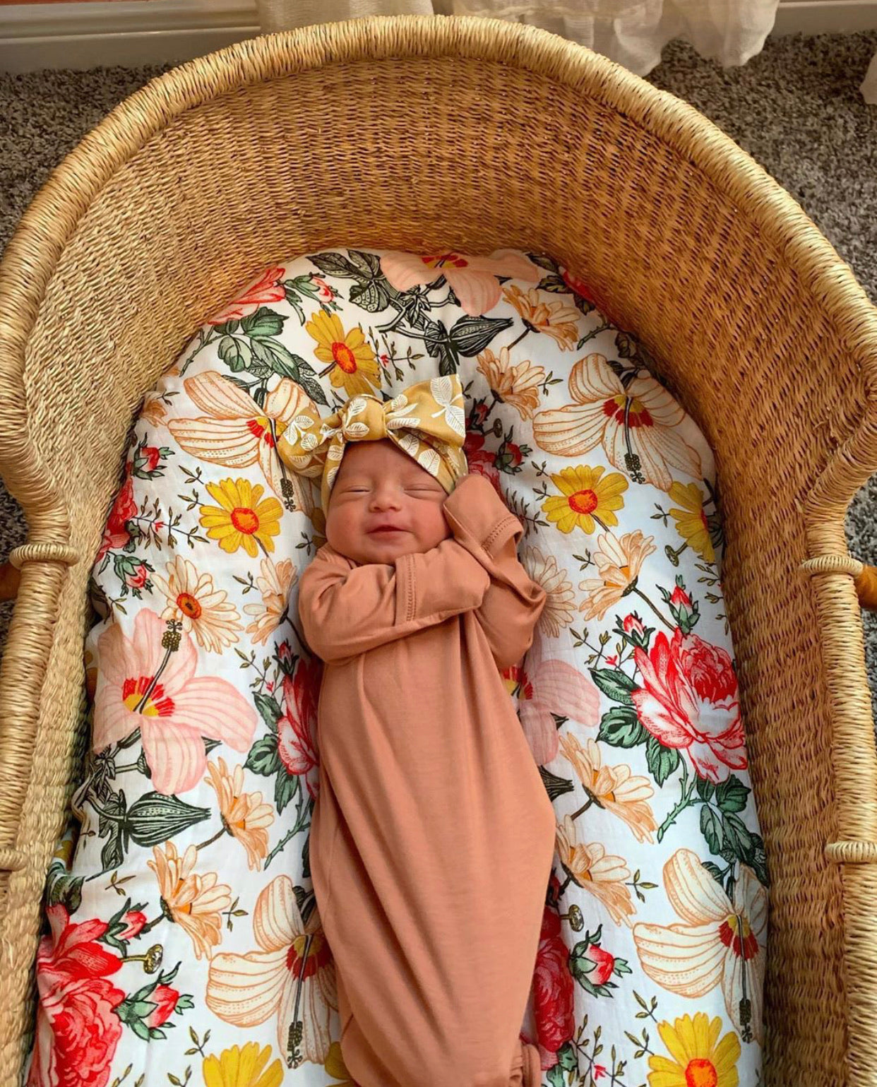 A soft and breathable Bamboo Swaddle made from 70% bamboo and 30% cotton, measuring 47" x 47", perfect for wrapping babies.