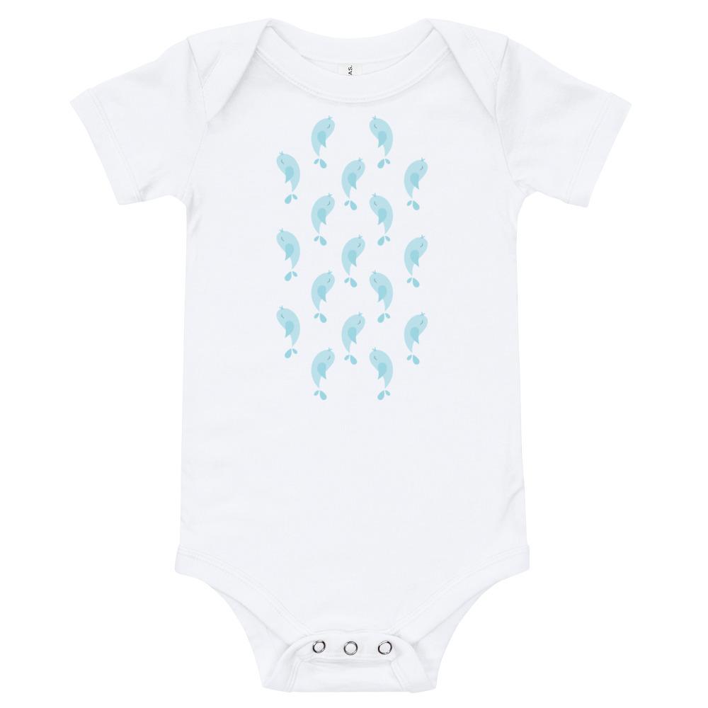 Birdie Kritter Baby Bodysuit in soft cotton with envelope neckline and snap closure, perfect for infants.