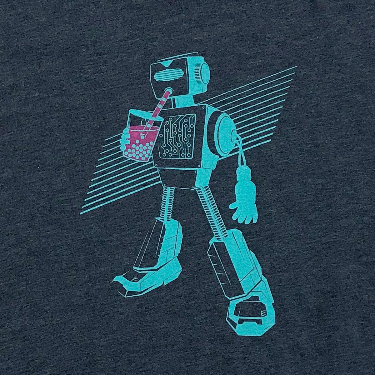 Boba Bot Kids T-Shirt in dark heather navy featuring unique illustrations, soft fabric, and a premium fitted design.