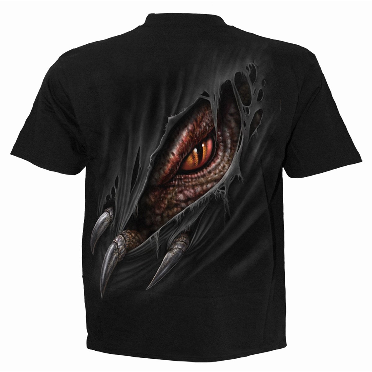 Black kids t-shirt featuring a fierce dragon design, made from 100% cotton.