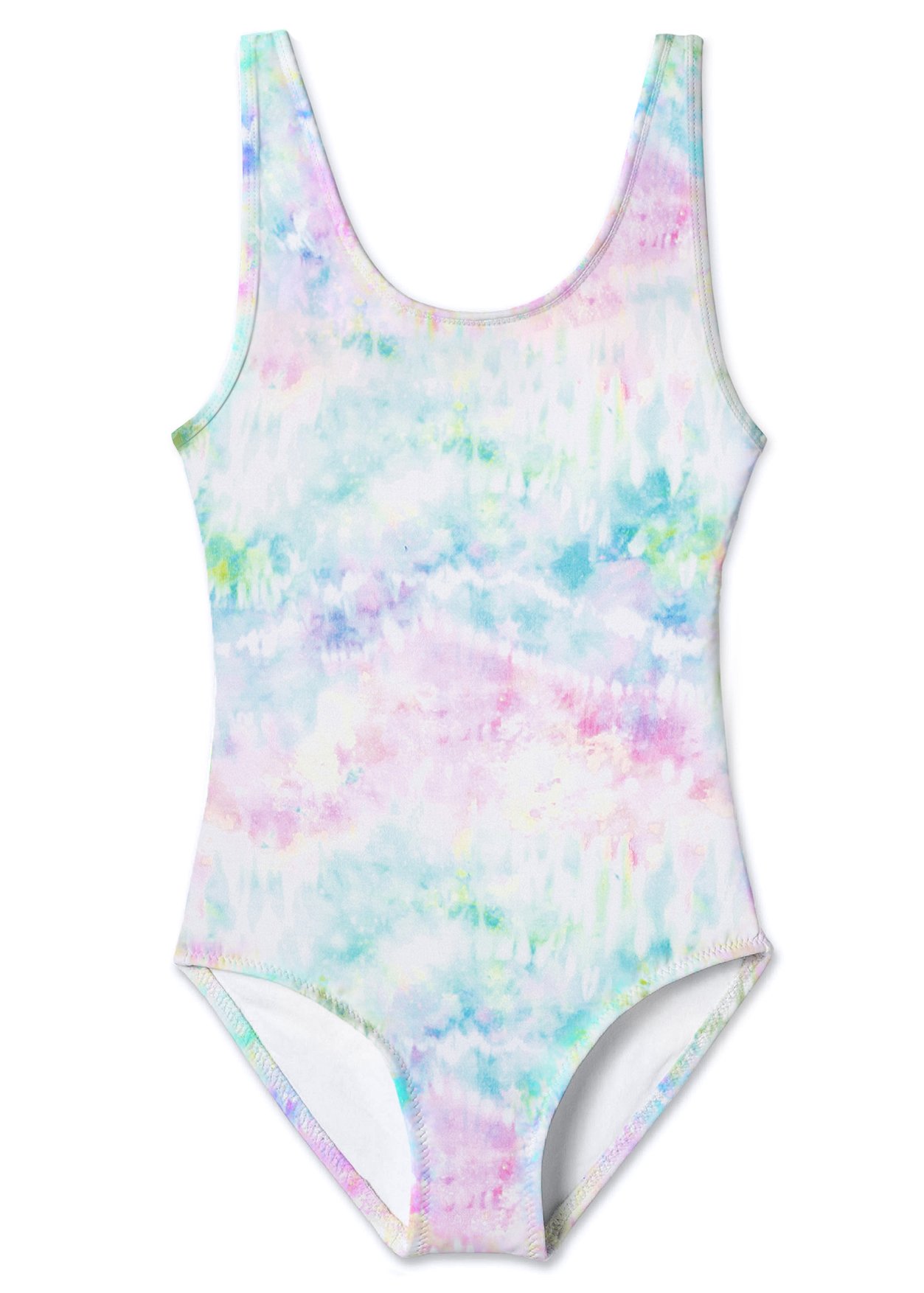 A vibrant Bubble Gum Tie Dye Swimsuit featuring a colorful tie dye pattern with a matching bikini set, perfect for summer fun.