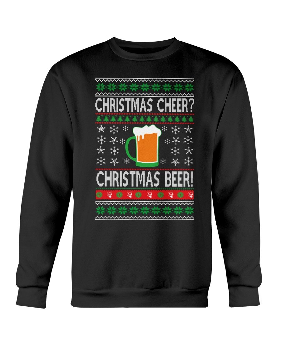 A cozy Christmas Cheers Beer Sweatshirt featuring festive designs, perfect for holiday celebrations and casual wear.