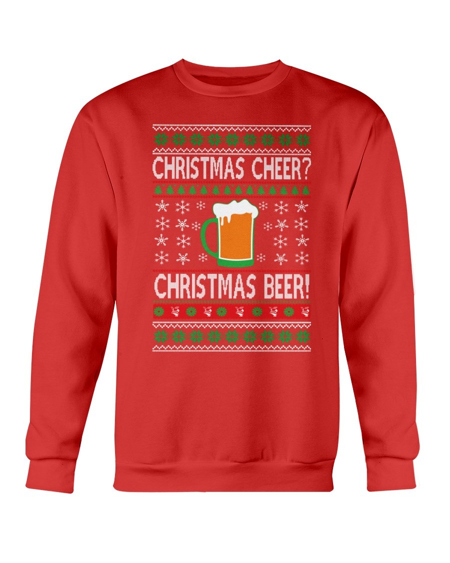 A cozy Christmas Cheers Beer Sweatshirt featuring festive designs, perfect for holiday celebrations and casual wear.