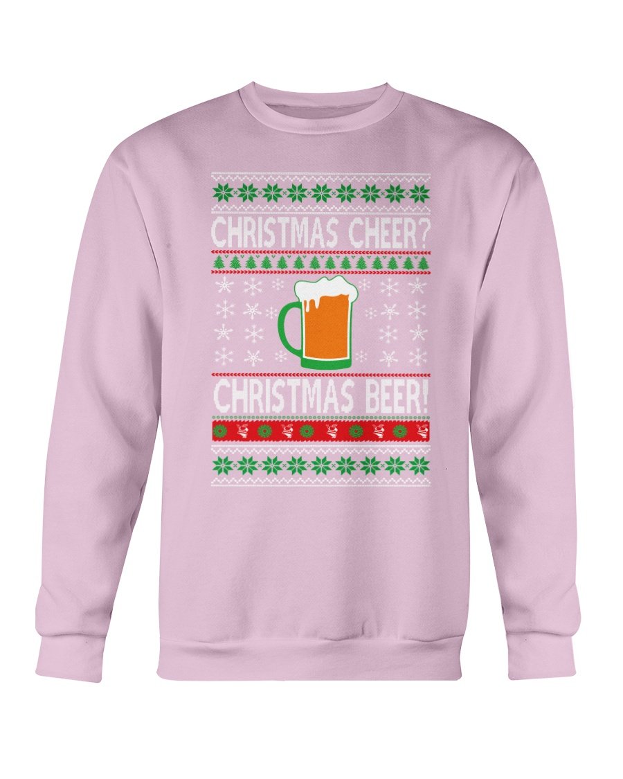 A cozy Christmas Cheers Beer Sweatshirt featuring festive designs, perfect for holiday celebrations and casual wear.