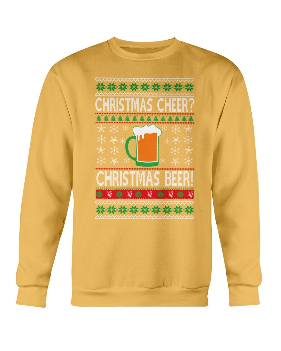 A cozy Christmas Cheers Beer Sweatshirt featuring festive designs, perfect for holiday celebrations and casual wear.