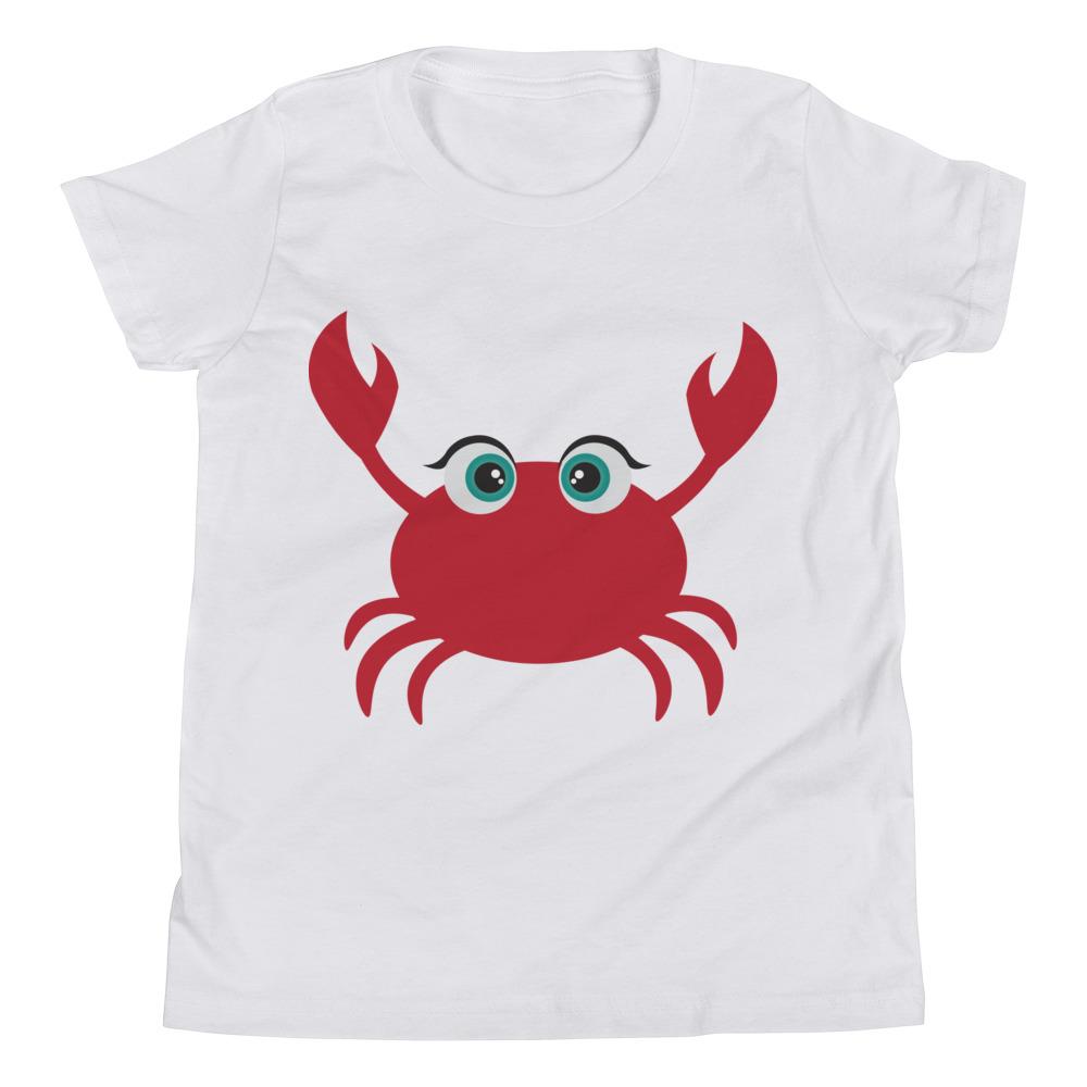 A vibrant Crab Kritter Kids T-Shirt made from soft jersey cotton, featuring a playful crab design, perfect for children.