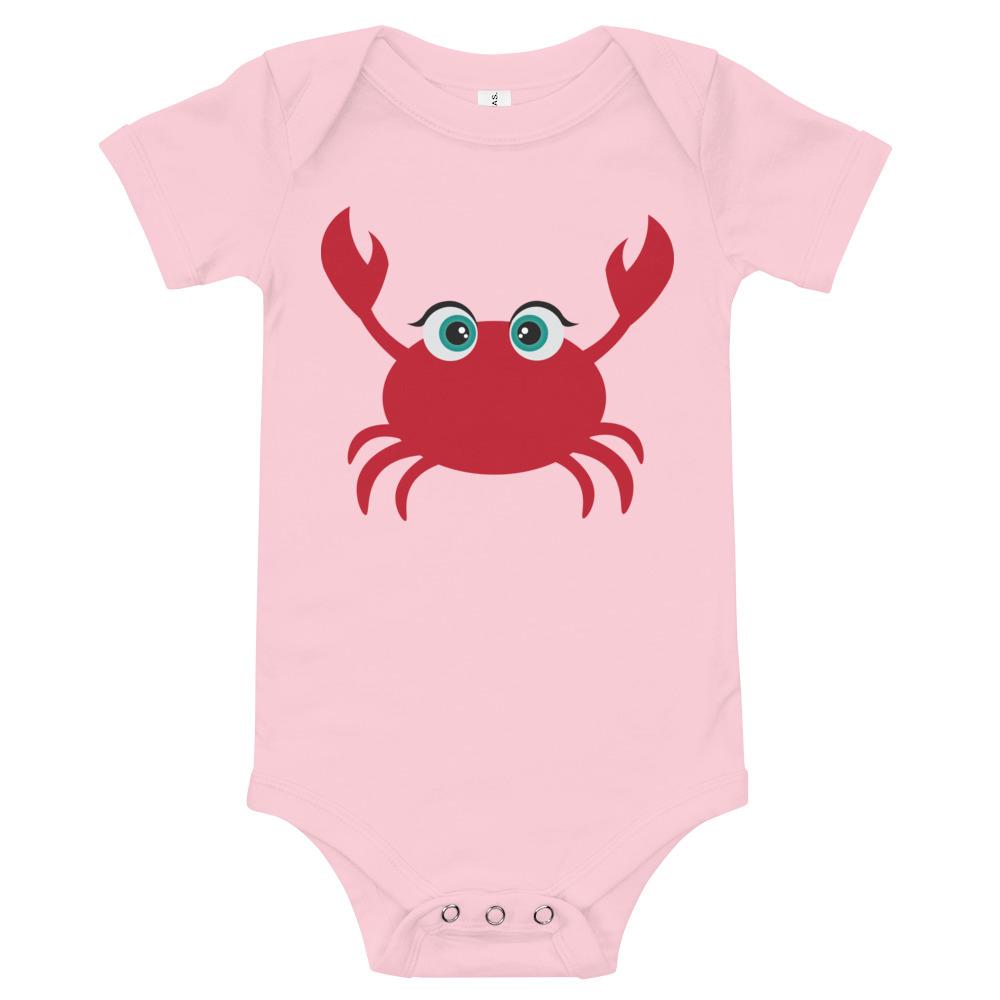 A soft cotton Crab Kritter Onesie featuring a playful crab design, perfect for babies aged 3-24 months.