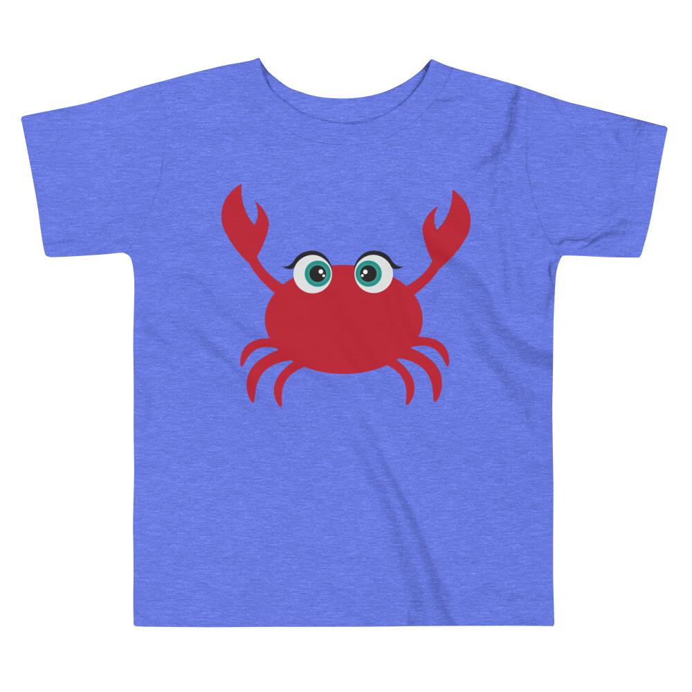 A colorful Crab Kritter Toddler T-shirt made of 100% cotton, featuring a playful crab design, perfect for young children.