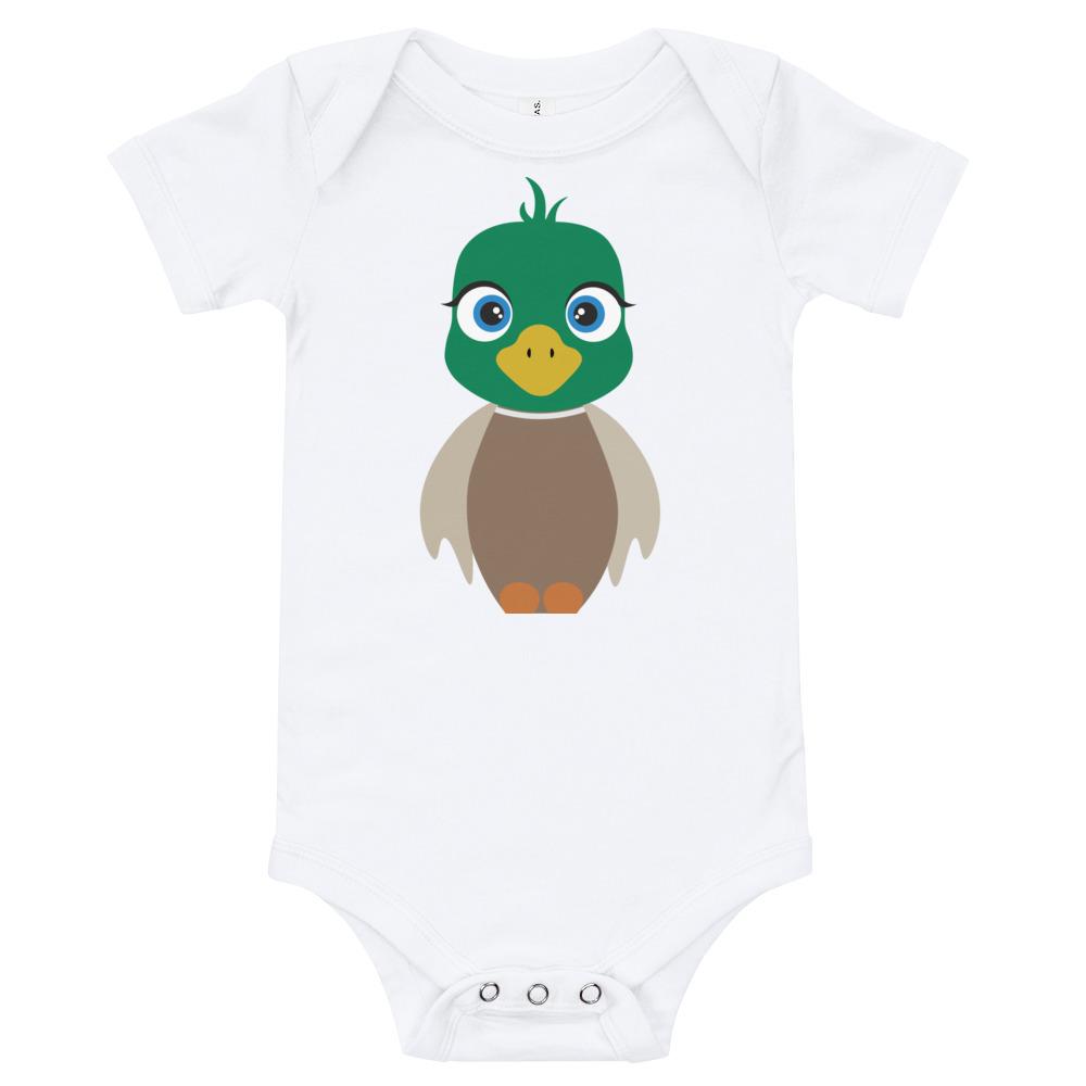 Duck Kritter Onesie made of soft cotton, featuring an envelope neckline and snap leg closure, perfect for babies.