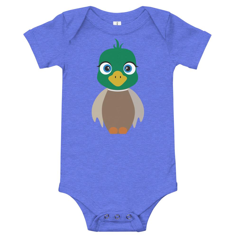 Duck Kritter Onesie made of soft cotton, featuring an envelope neckline and snap leg closure, perfect for babies.