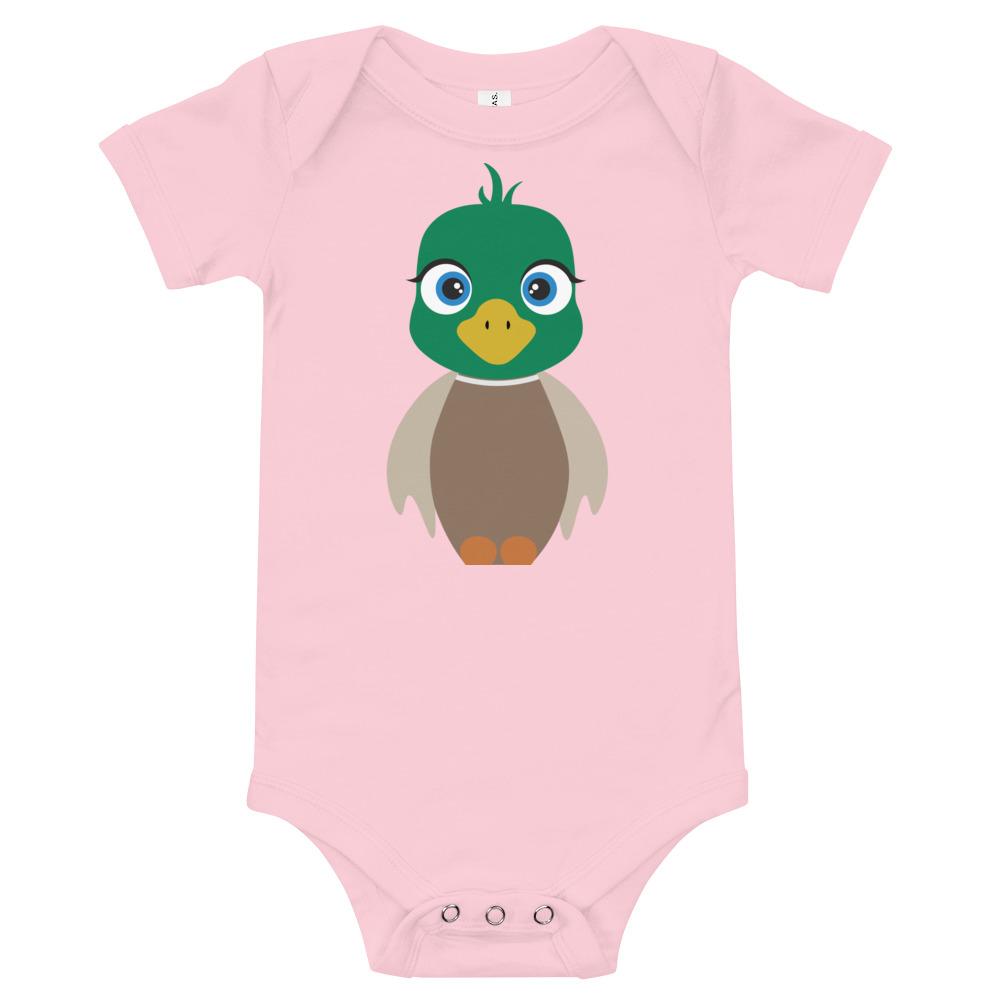 Duck Kritter Onesie made of soft cotton, featuring an envelope neckline and snap leg closure, perfect for babies.